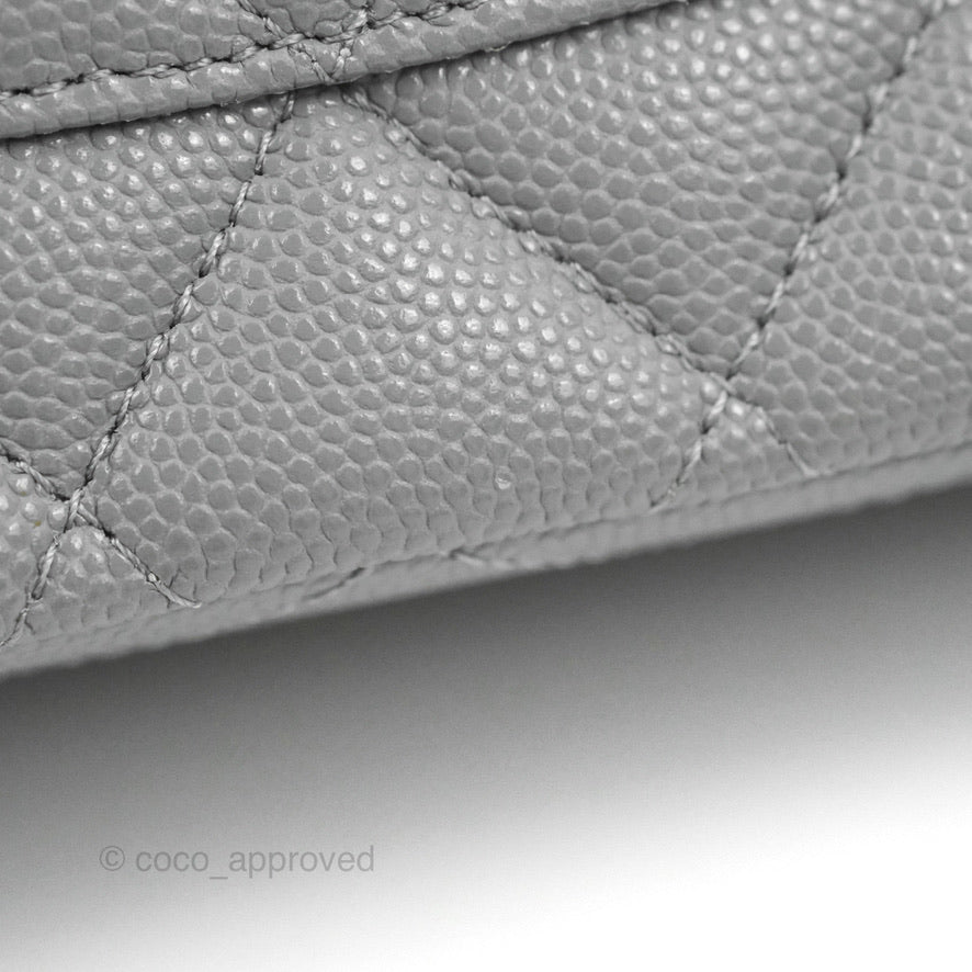 Chanel Classic M/L Medium Flap Quilted Grey Caviar Gold Hardware