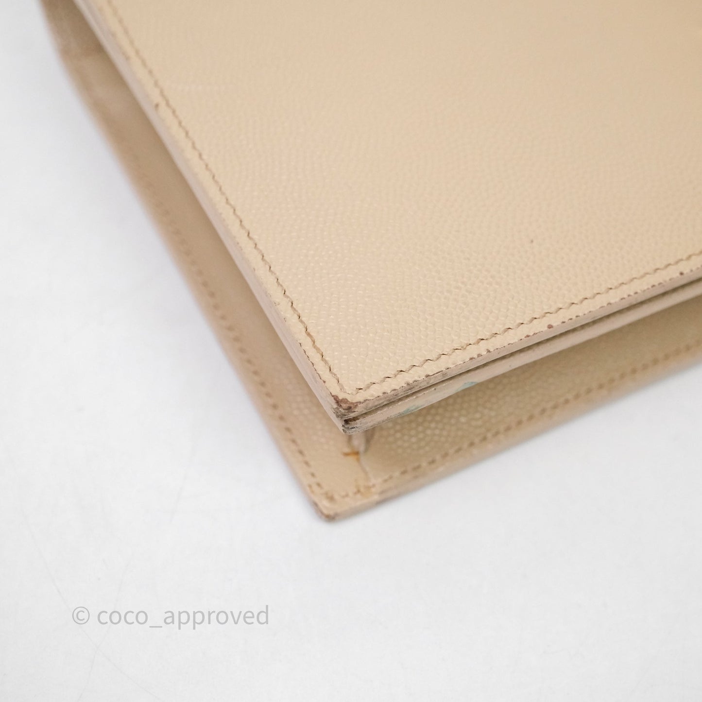 Saint Laurent Kate Clutch Monogram Beige Grain De Poudre Gold Hardware