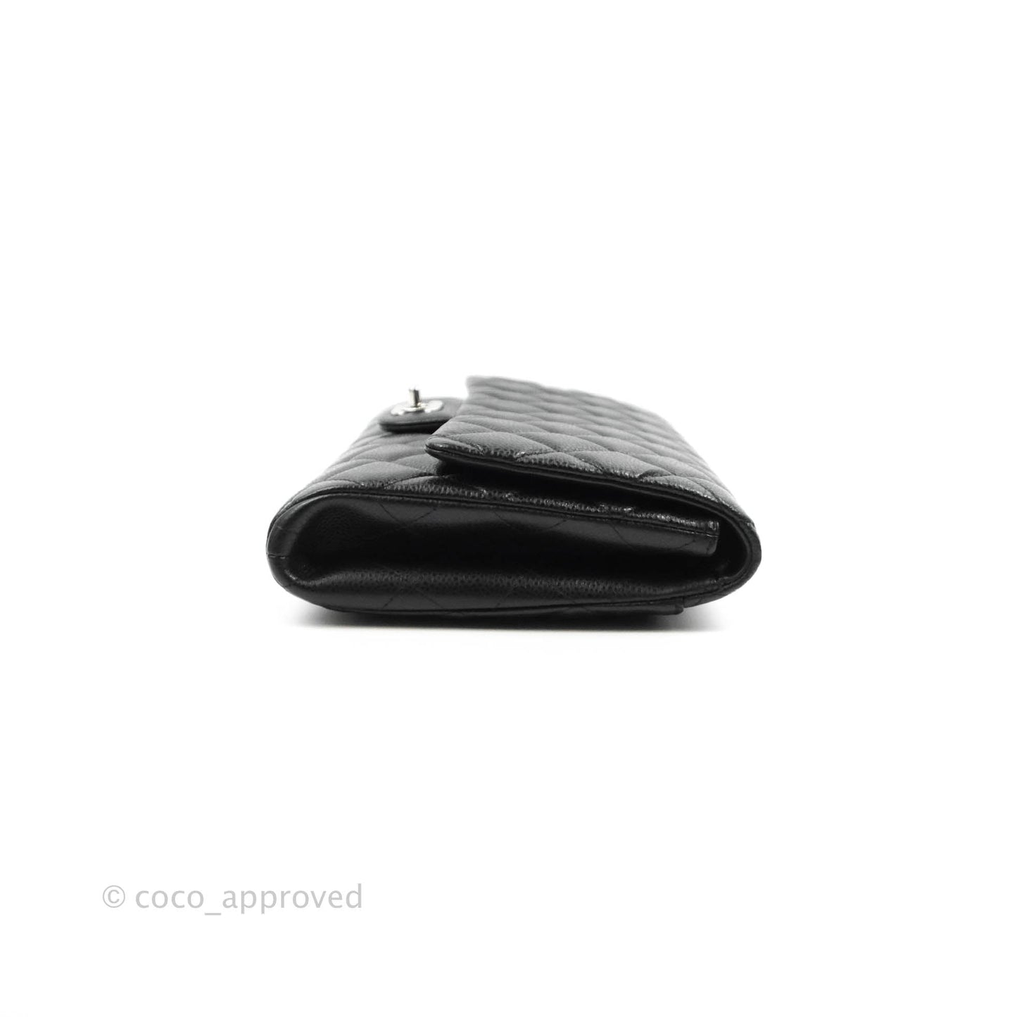 Chanel Quilted Clutch with Chain Caviar Black Silver Hardware