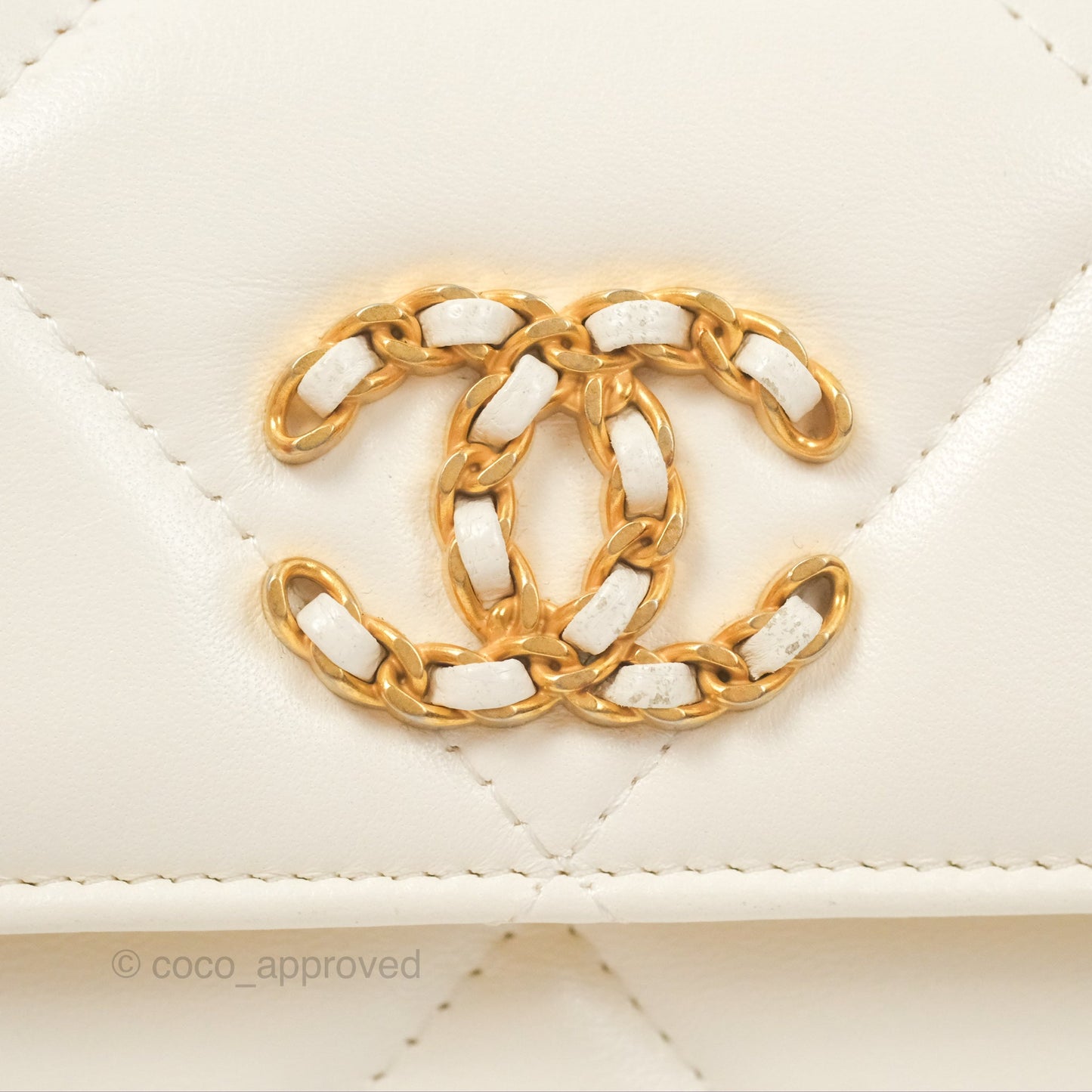 Chanel 19 Clutch With Chain Ivory White Lambskin Mixed Hardware