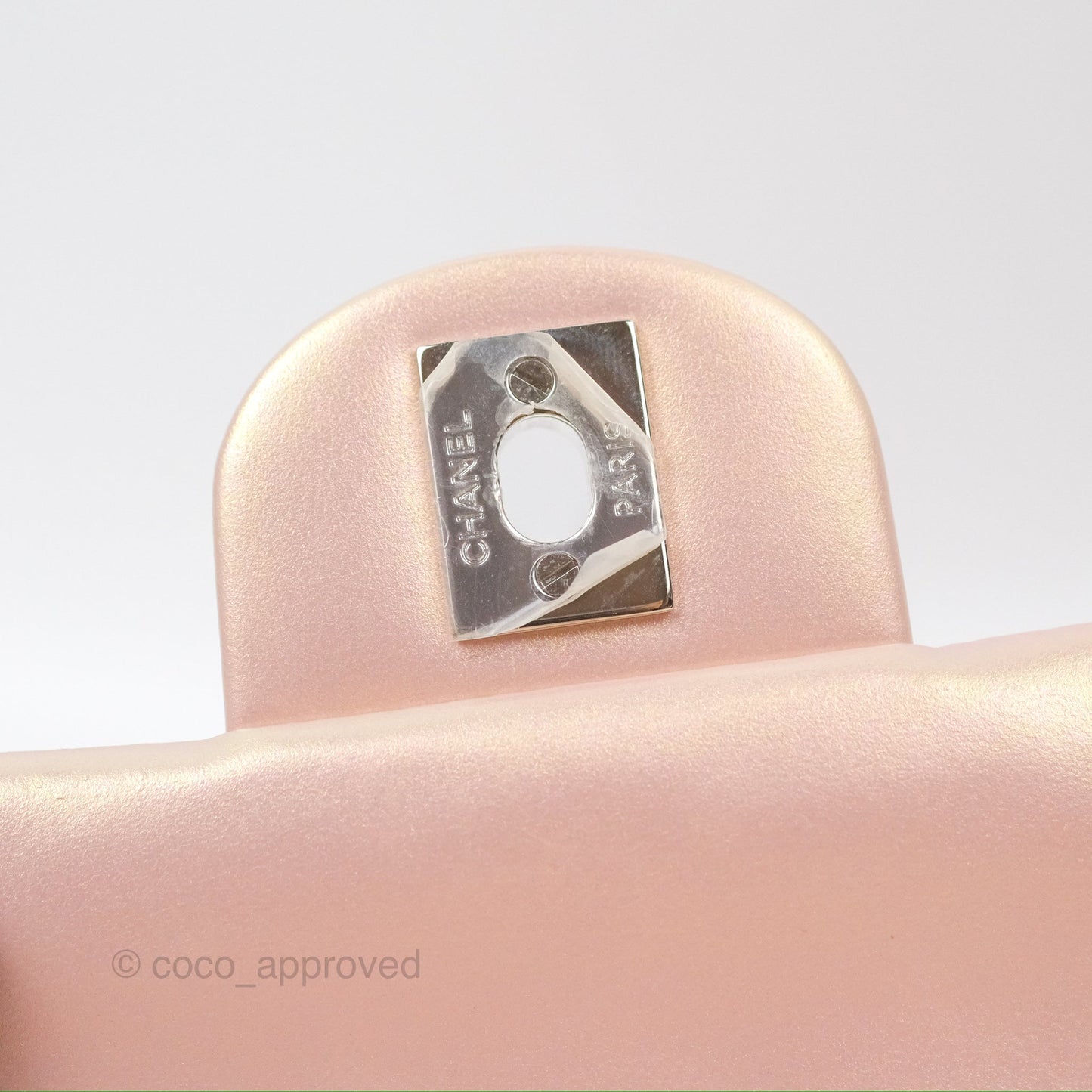 Chanel Mini Square Quilted Iridescent Pink Silver Hardware