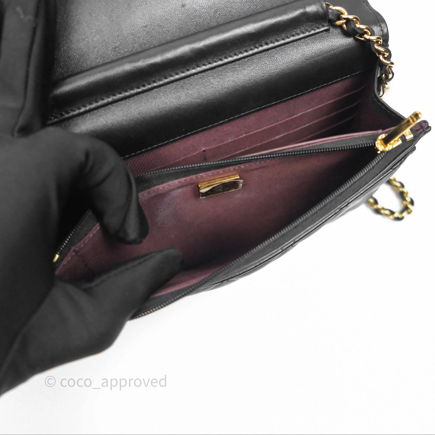 Chanel Quilted Classic Wallet on Chain WOC Black Lambskin Gold Hardware