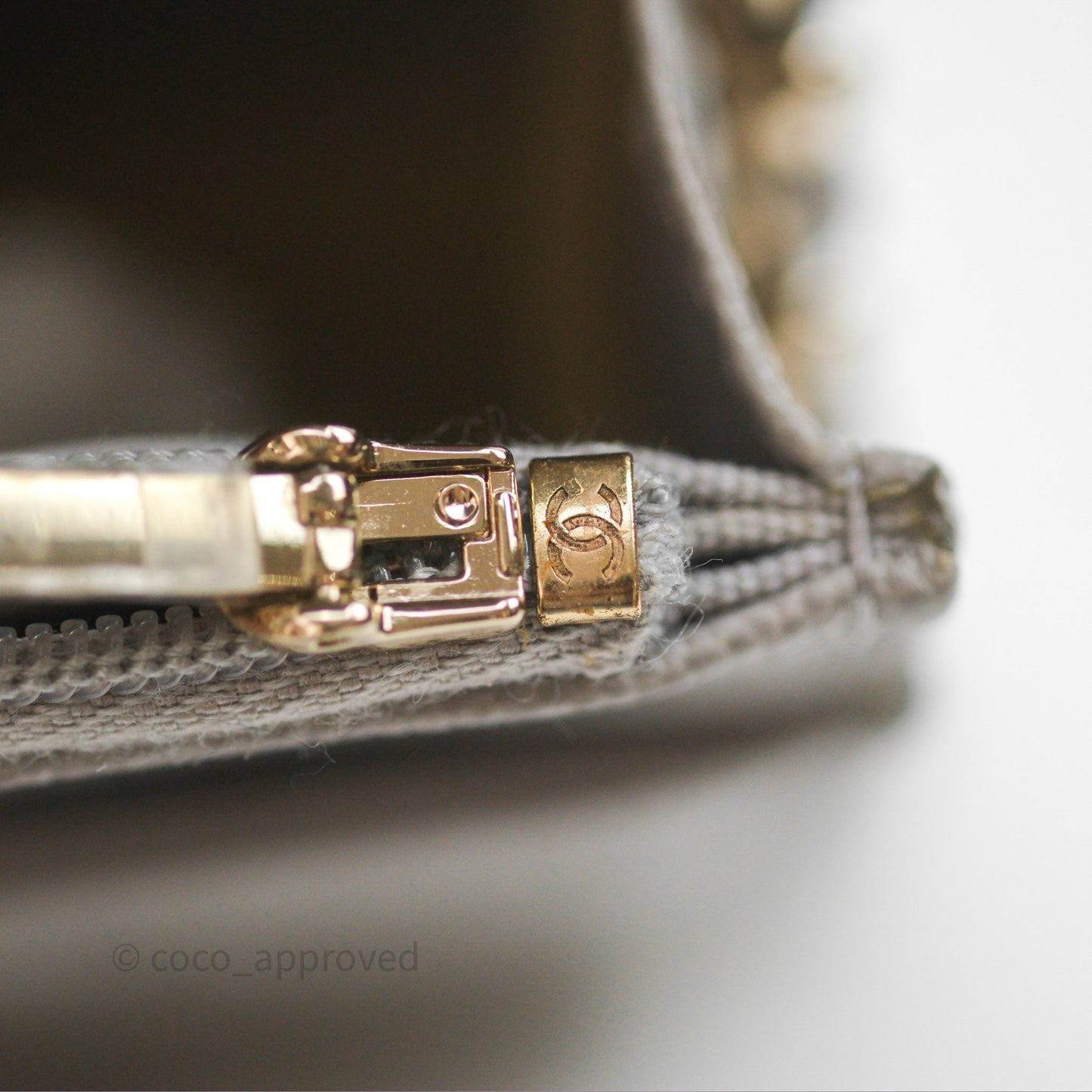 Chanel Classic Quilted Wallet on Chain WOC Grey Caviar Gold Hardware
