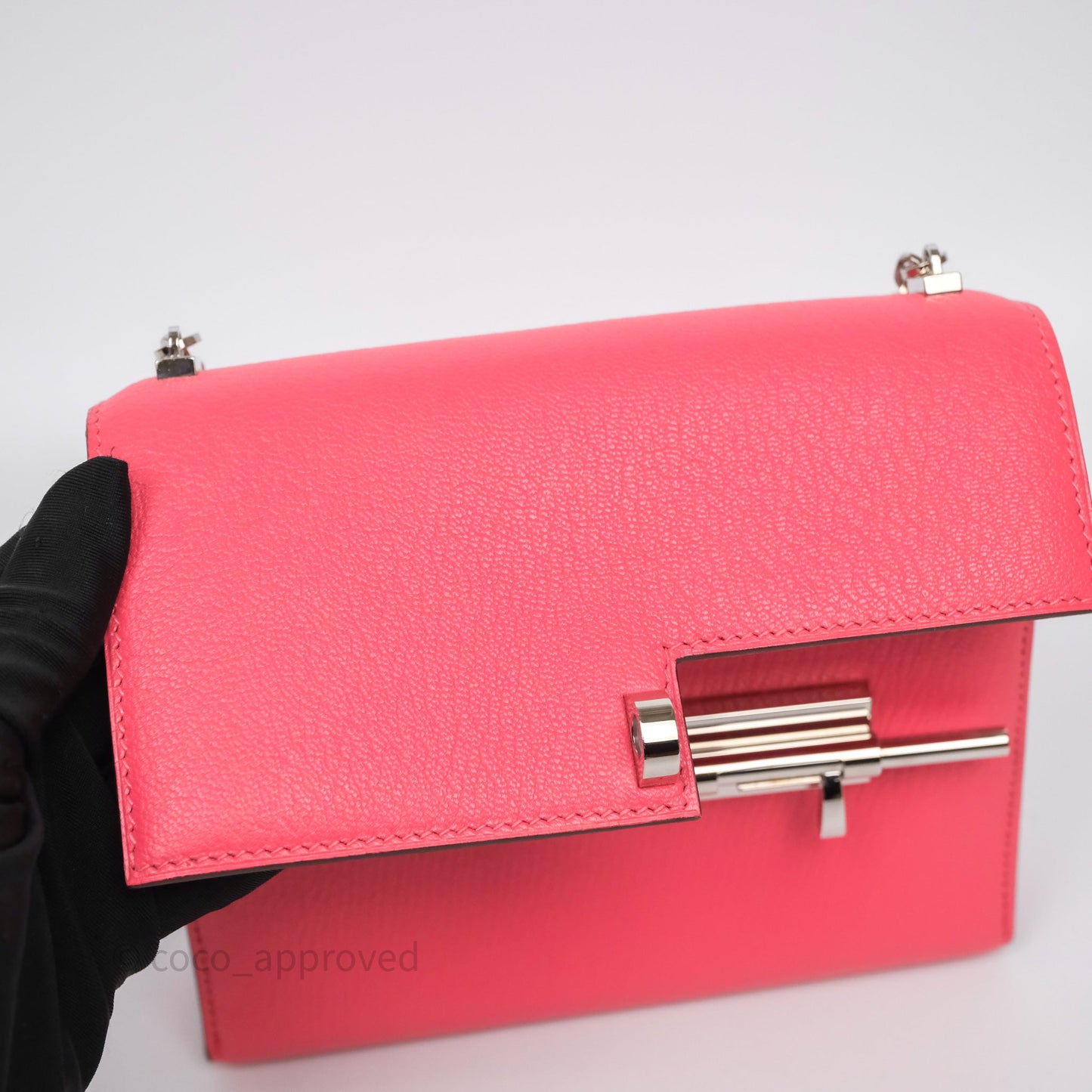 Hermès Mini Verrou Chaine Bag Rose Lipstick U5 Chevre Mysore Palladium Hardware