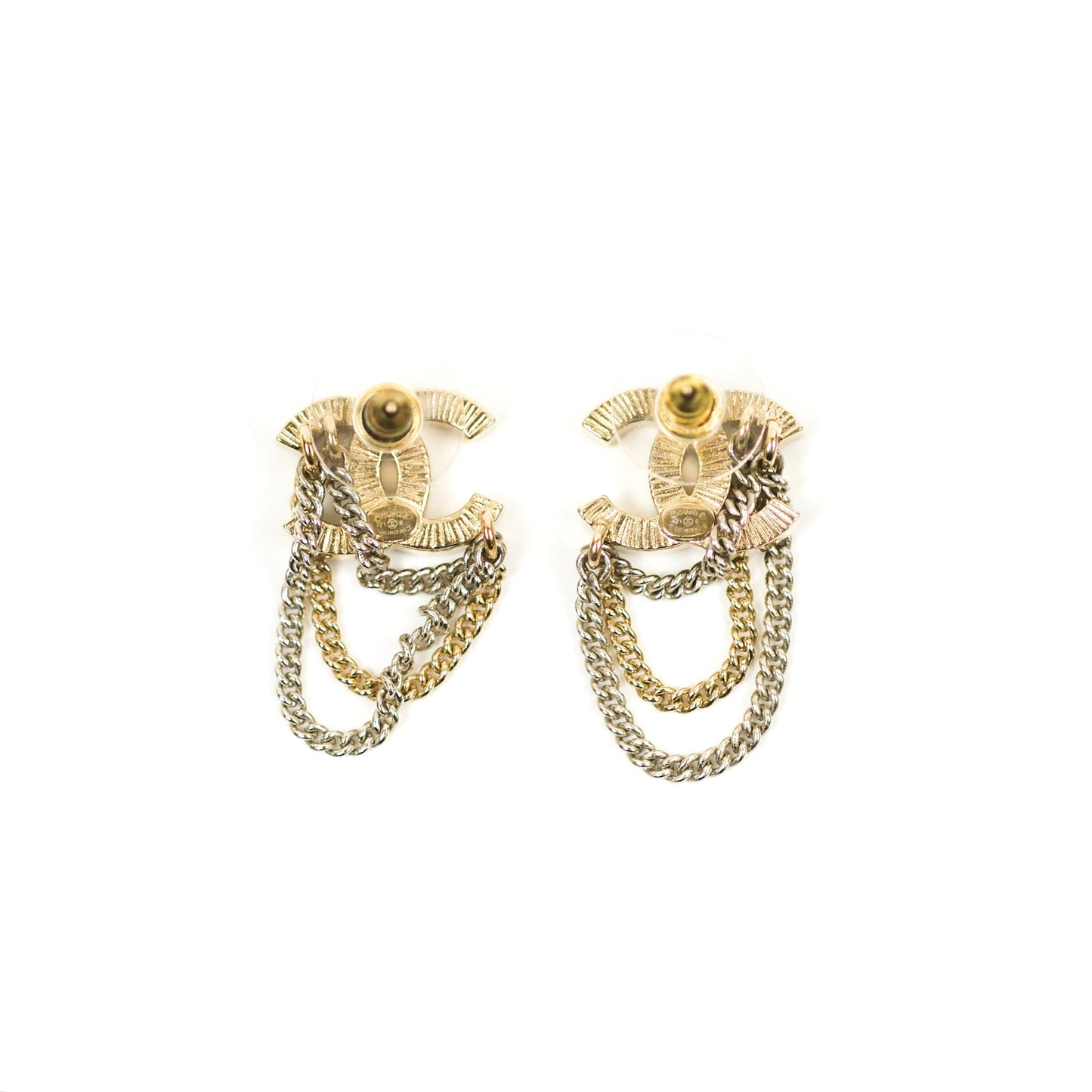 Chanel Crystal CC Chain Pendant Earrings 21B