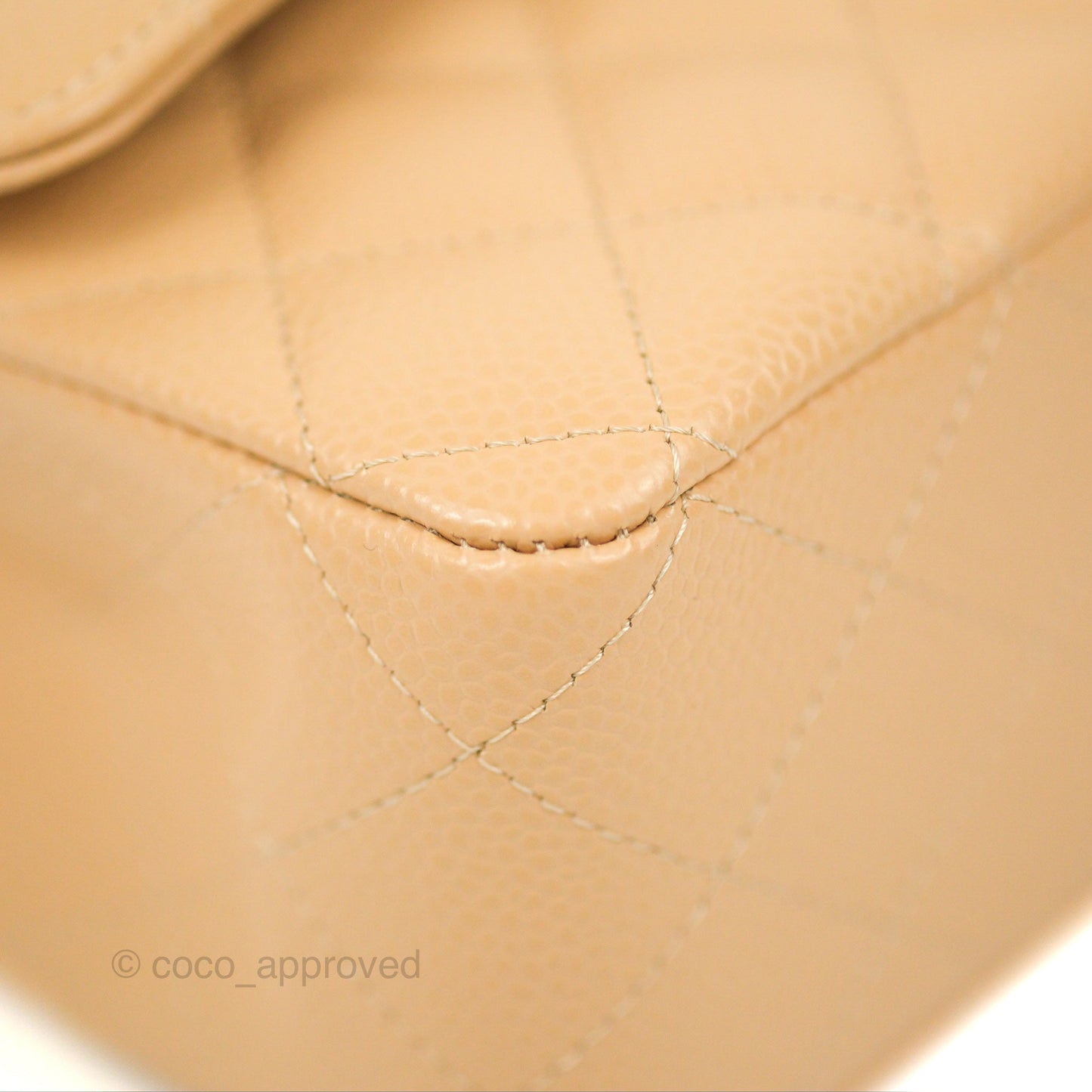 Chanel Classic M/L Medium Flap Quilted Beige Caviar Gold Hardware