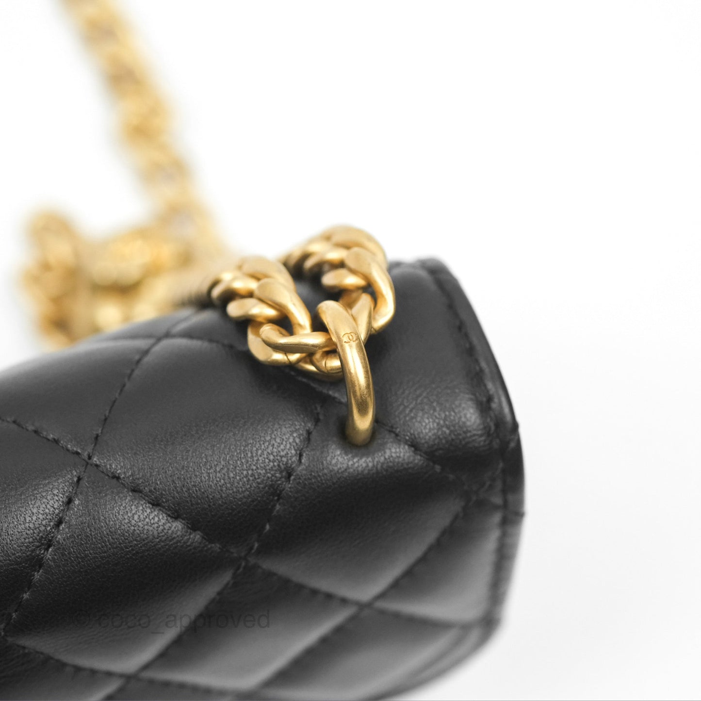 Chanel Mini WOC Phone Holder with Camellia Adjustable Chain Black Lambskin