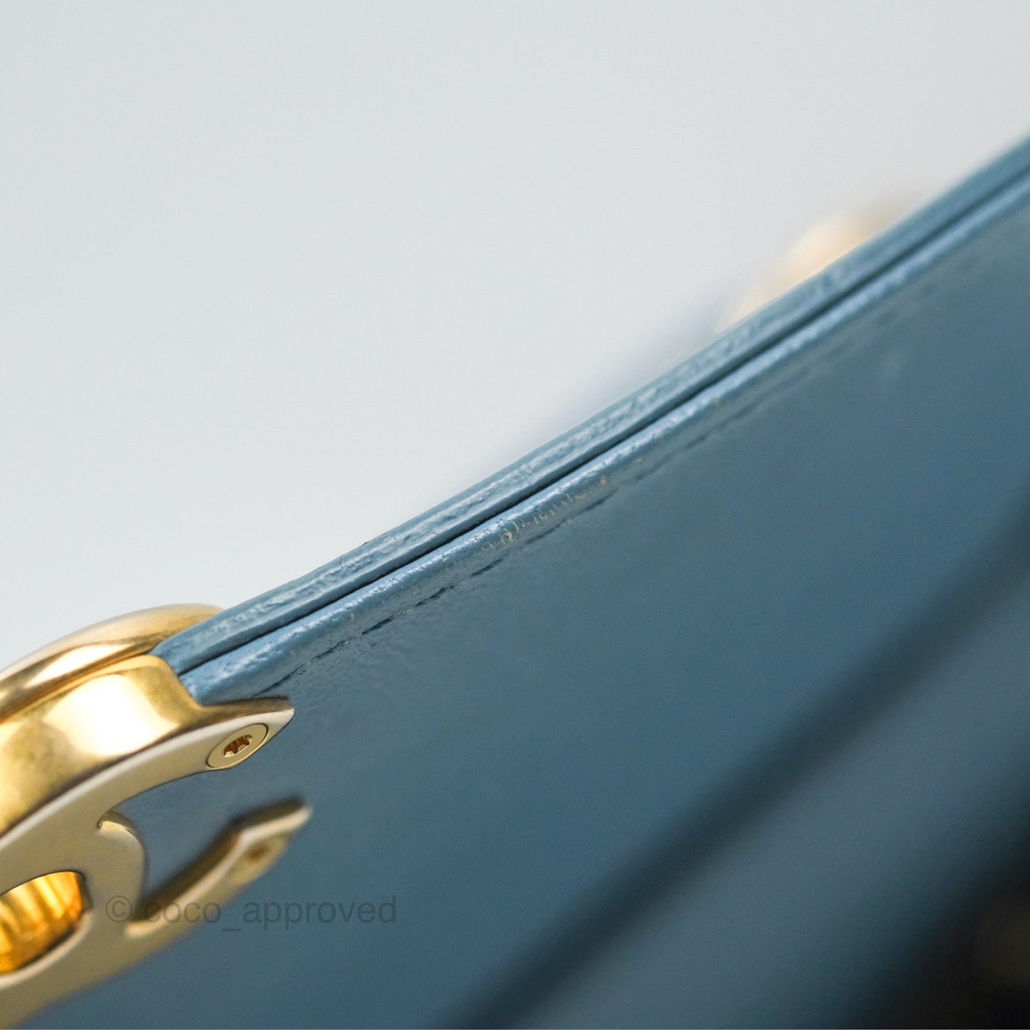 Chanel Curved Flap Bag Blue Lambskin Aged Gold Hardware