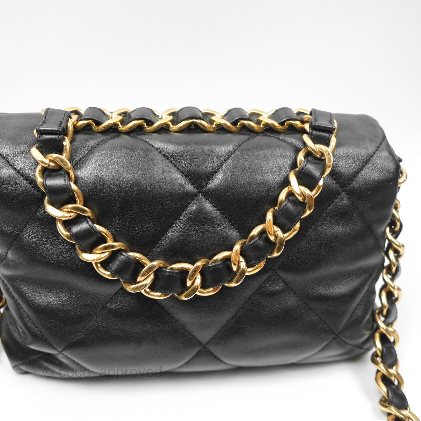 Chanel Chain Handle Flap Bag Black Goatskin Gold Hardware