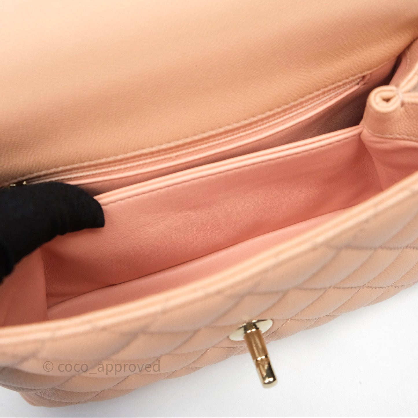 Chanel Small Coco Handle Quilted Pink Beige Caviar Gold Hardware