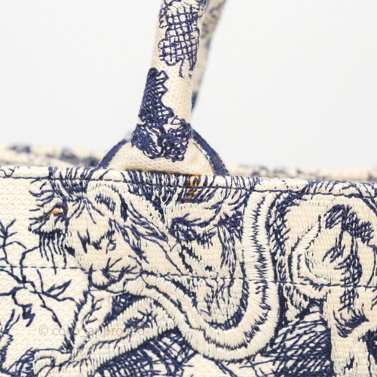 Dior Medium Book Tote White/Blue Toile De Jouy Embroidered Canvas