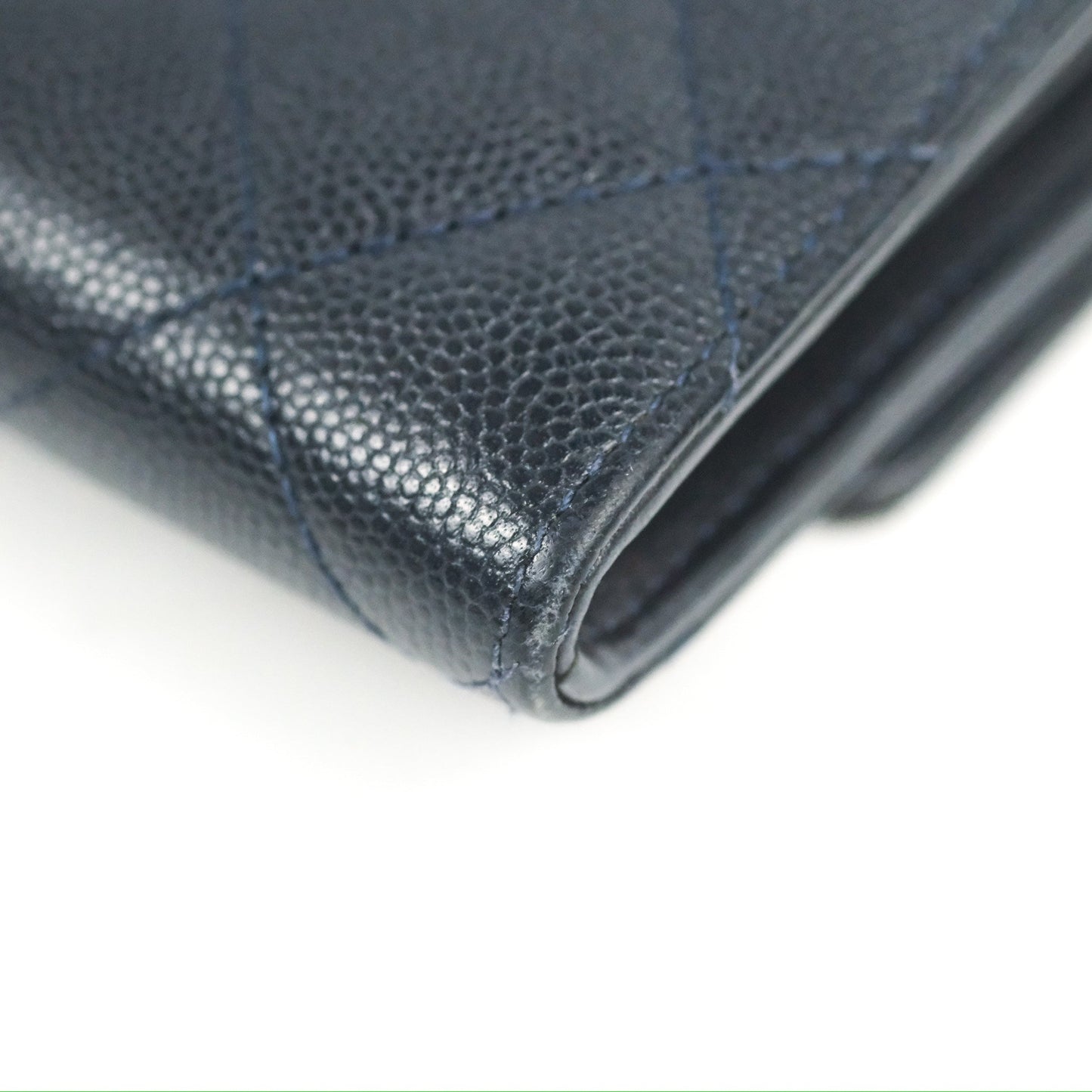 Chanel CC Filigree Small Flap Wallet Navy Caviar Gold Hardware