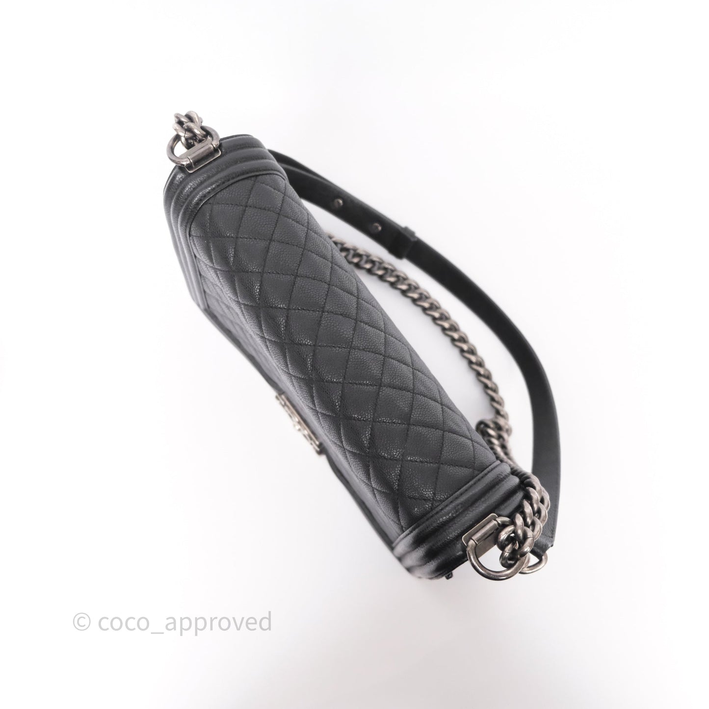 Chanel Quilted New Medium Boy Black Caviar Ruthenium Hardware