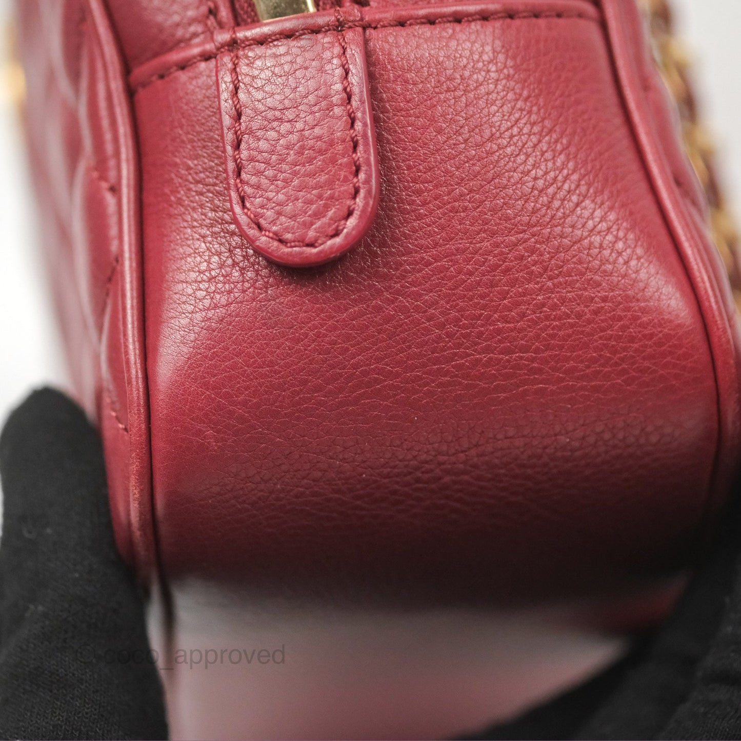 Chanel Quilted CC Small Vanity Case Dark Red Calfskin