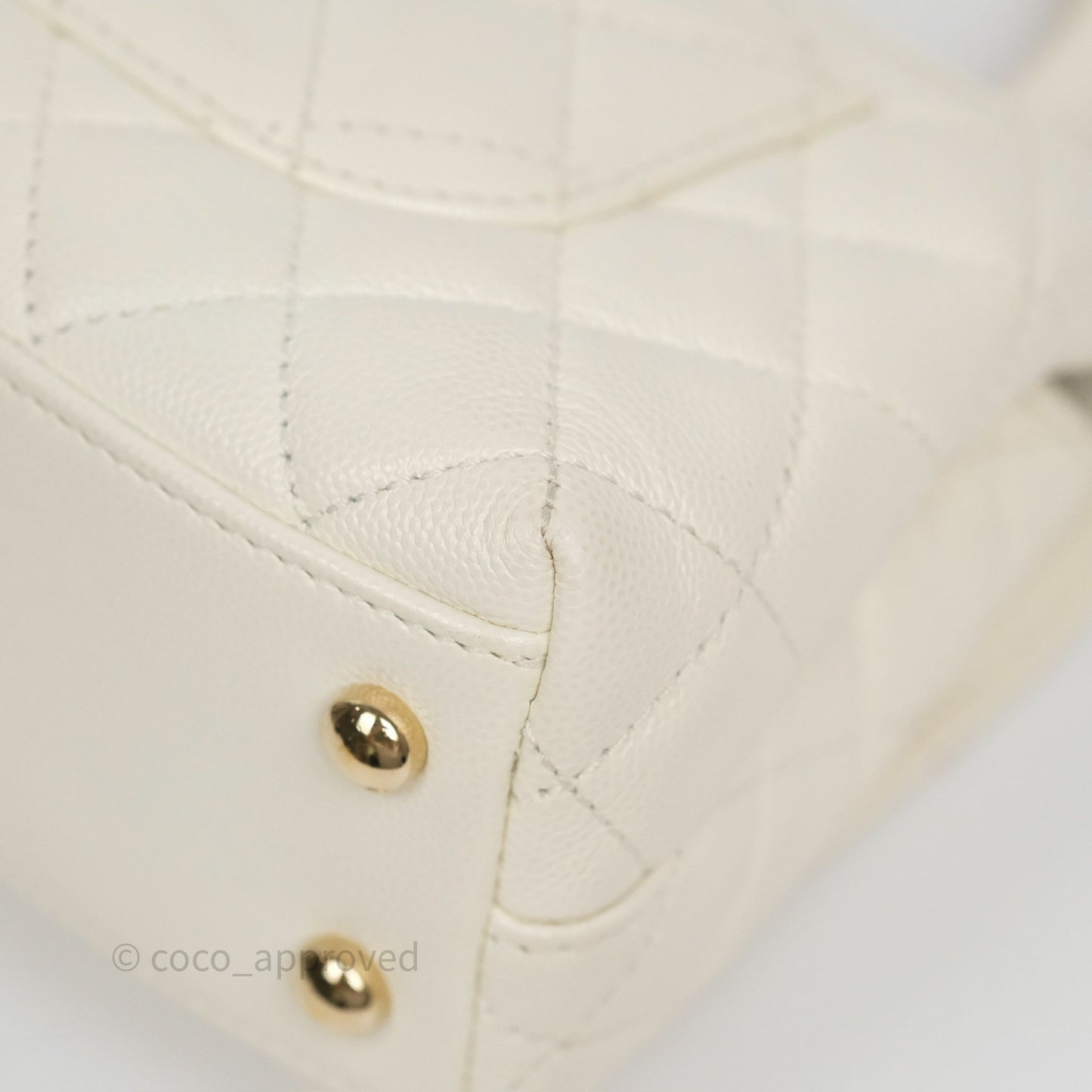 Chanel Mini Coco Handle Quilted Ivory White Caviar Gold Hardware