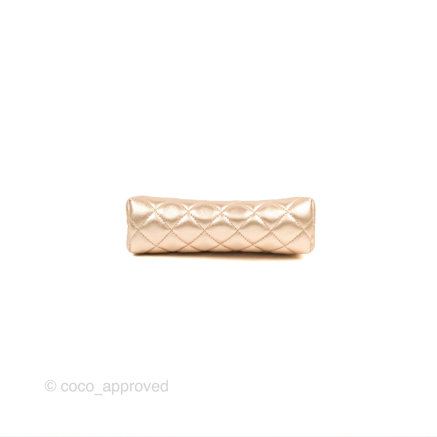 Chanel Toiletry Pouch Metallic Rose Gold Lambskin Silver Hardware