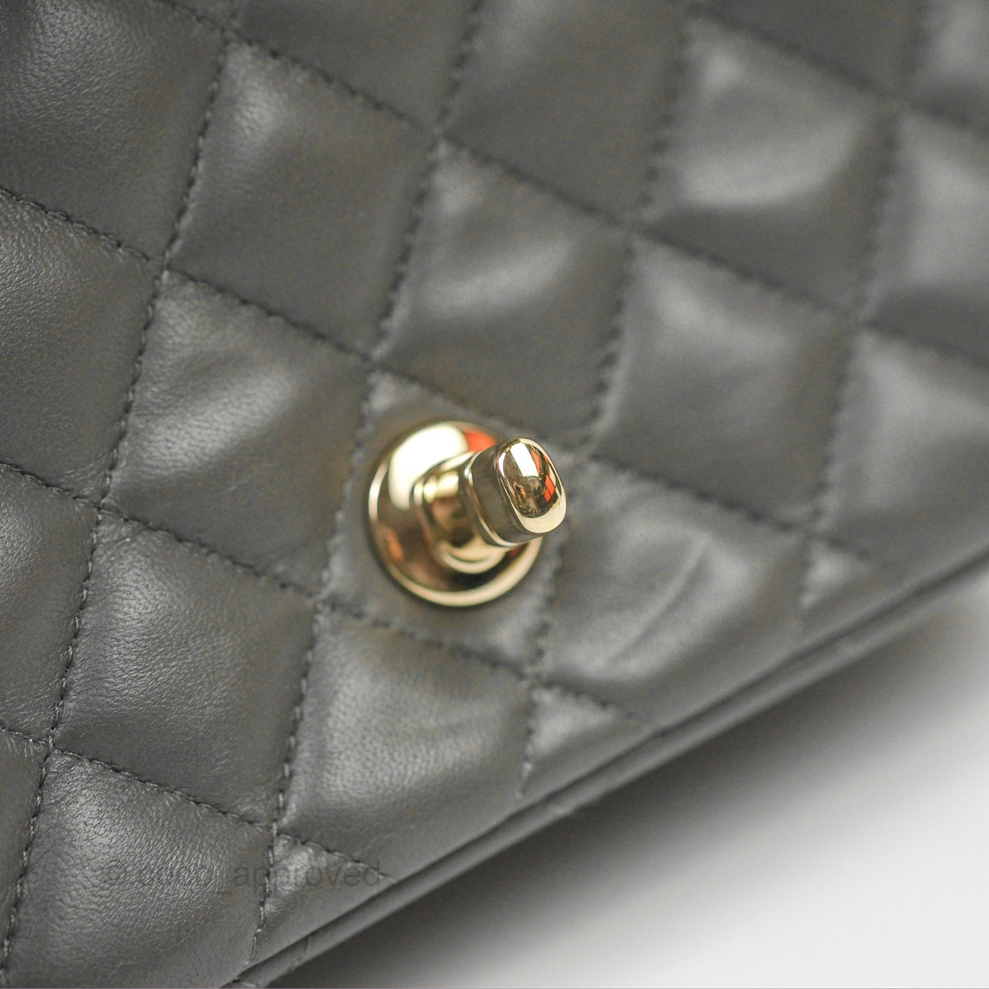 Chanel Quilted Mini Square Flap Grey Lambskin Gold Hardware
