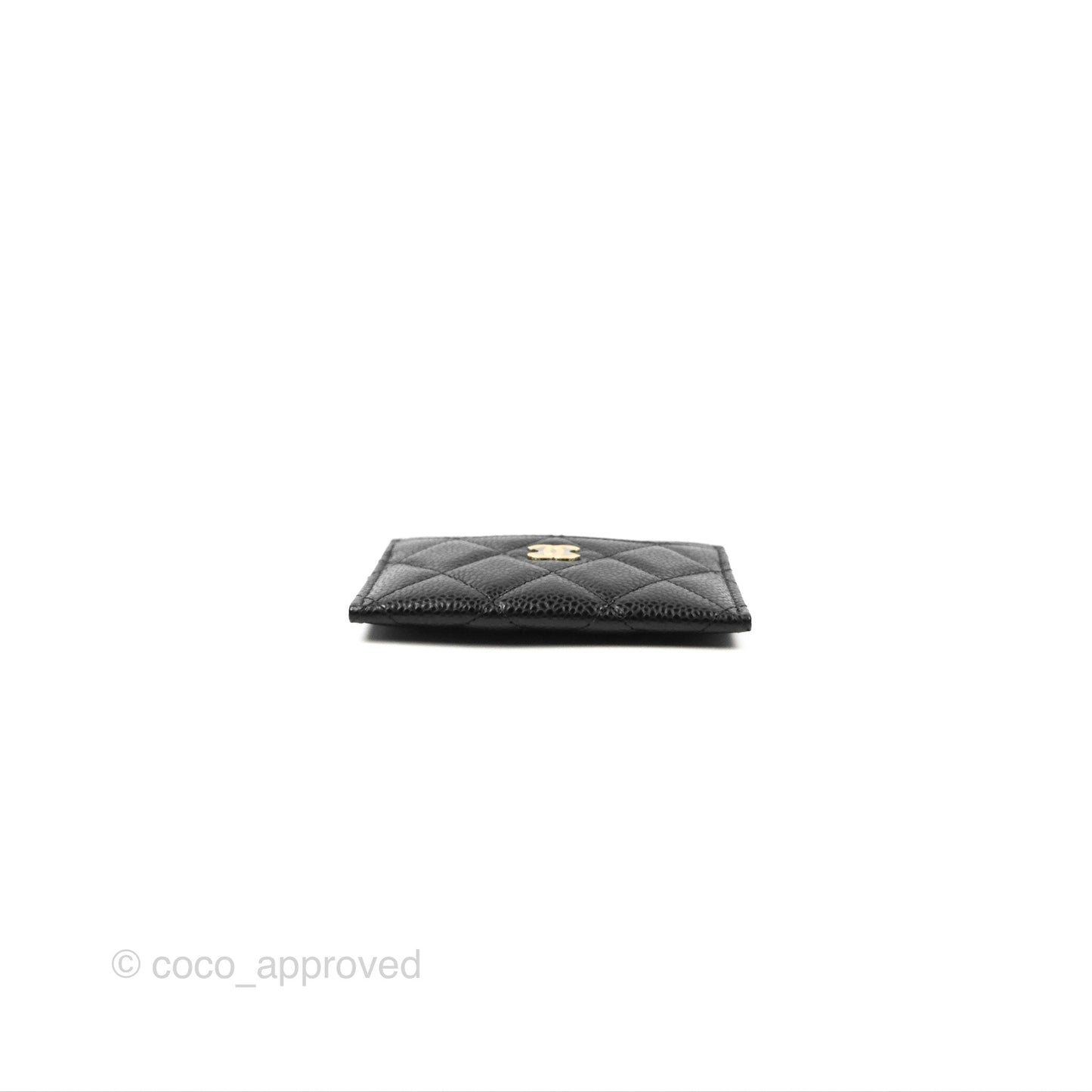 Chanel Classic Flat Card Holder Black Caviar Gold Hardware