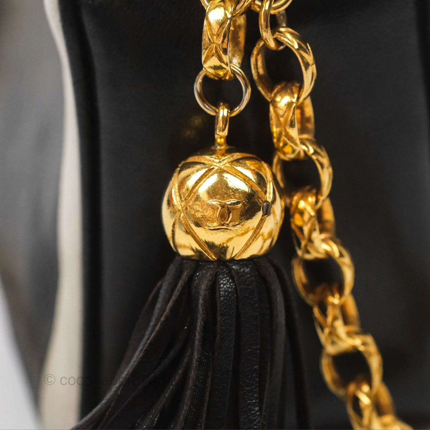 Chanel Vintage White CC Camera Bag Black Lambskin Gold Hardware