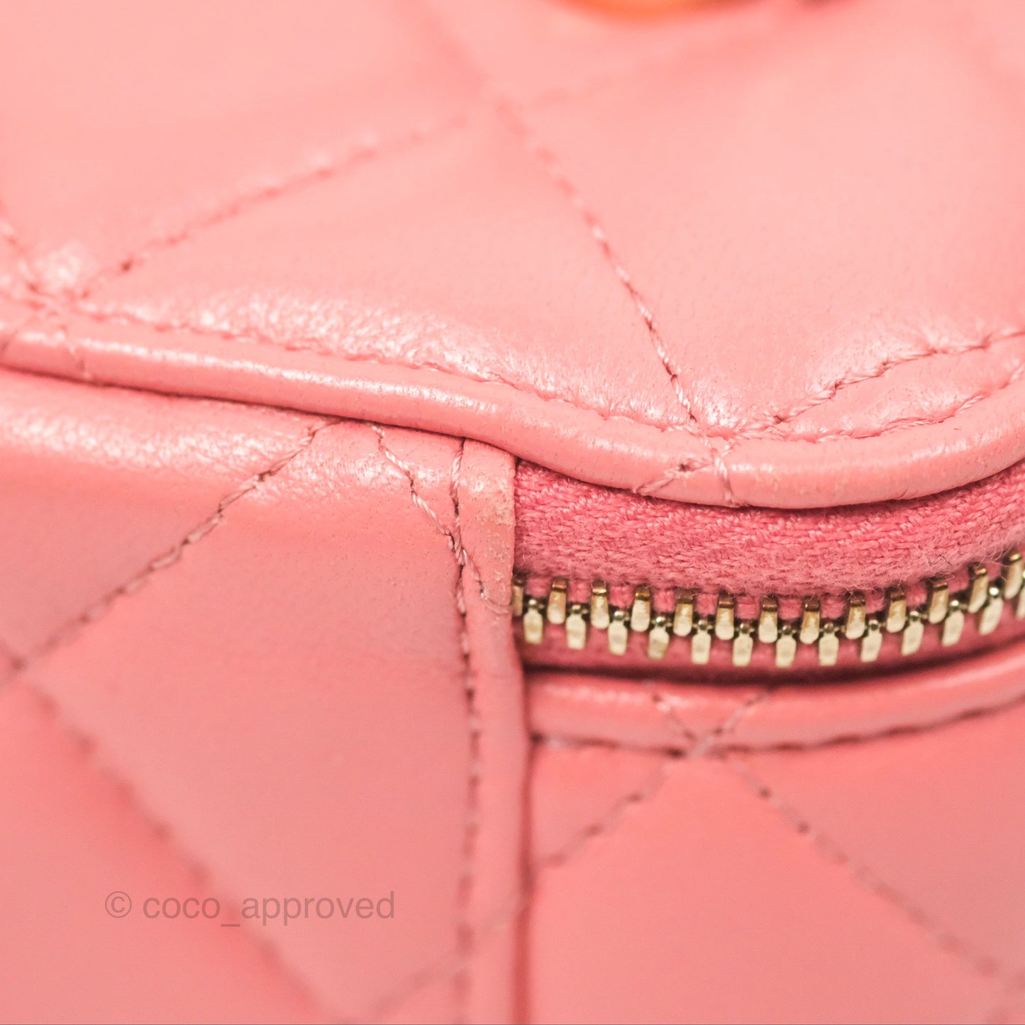 Chanel Vanity Rectangular Top Handle Pink Lambskin Gold Hardware