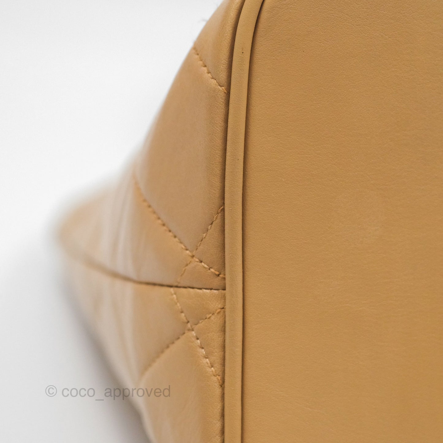 Chanel Vintage Medallion CC Beige Lambskin Tote Bag Gold Hardware