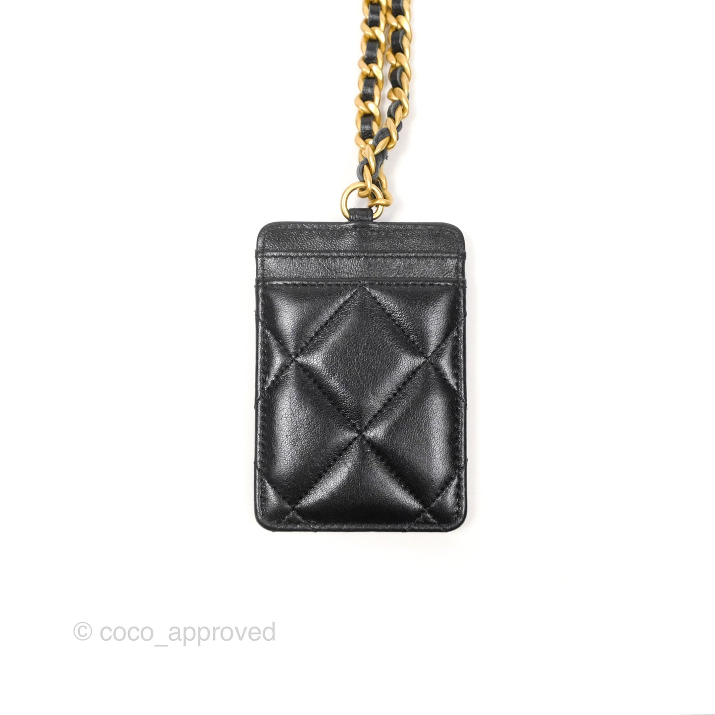 Chanel 19 Quilted Chain Card Holder Black Lambskin Mixed Hardware