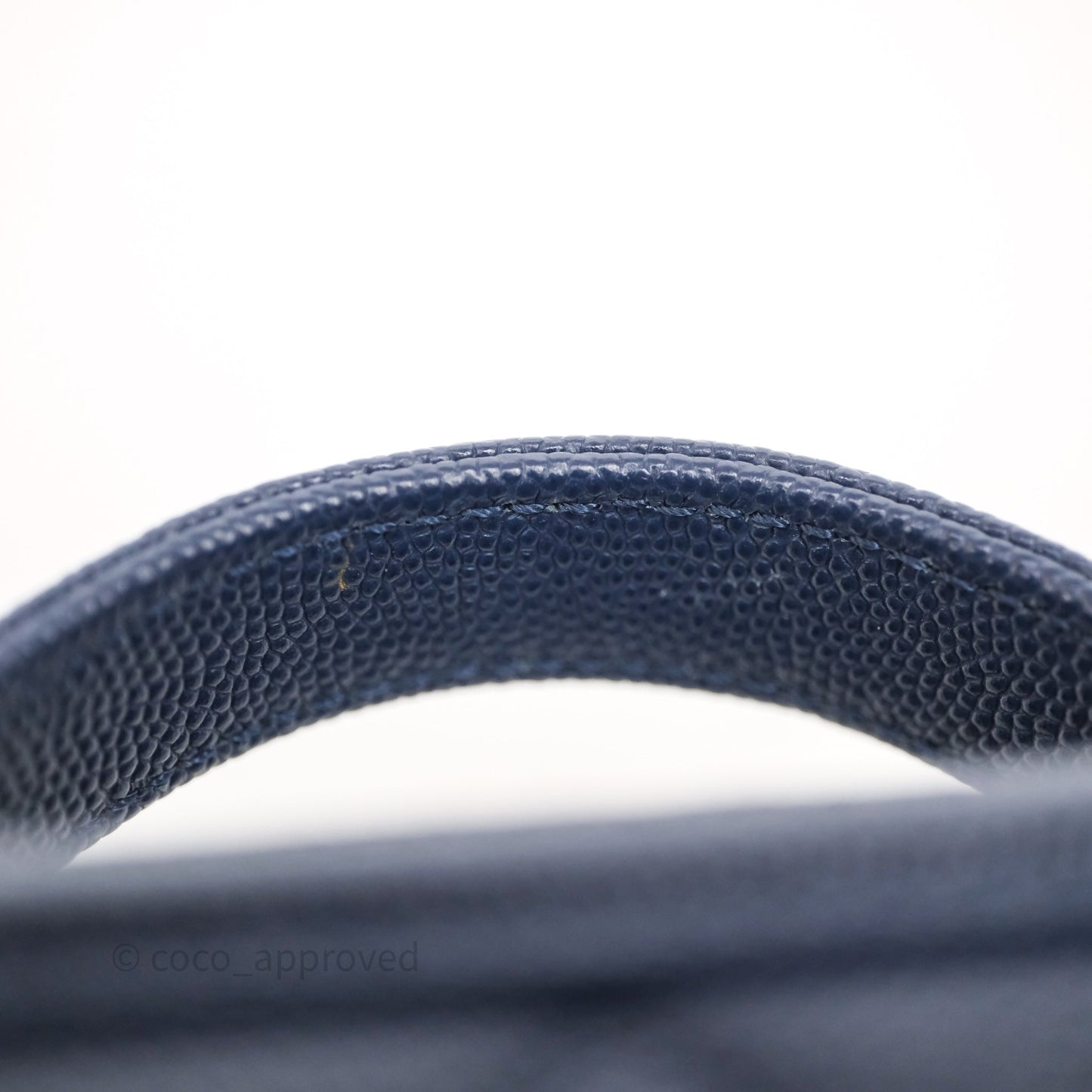 Chanel Quilted Small CC Filigree Vanity Case Navy Caviar Gold Hardware