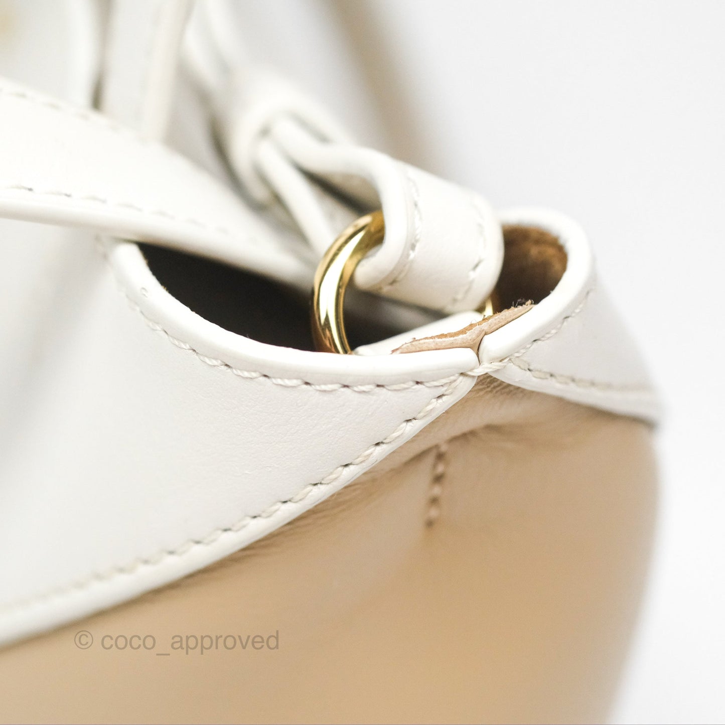Loewe Mini Puzzle Fold Tote In Shiny Calfskin Soft White/ Paper Craft