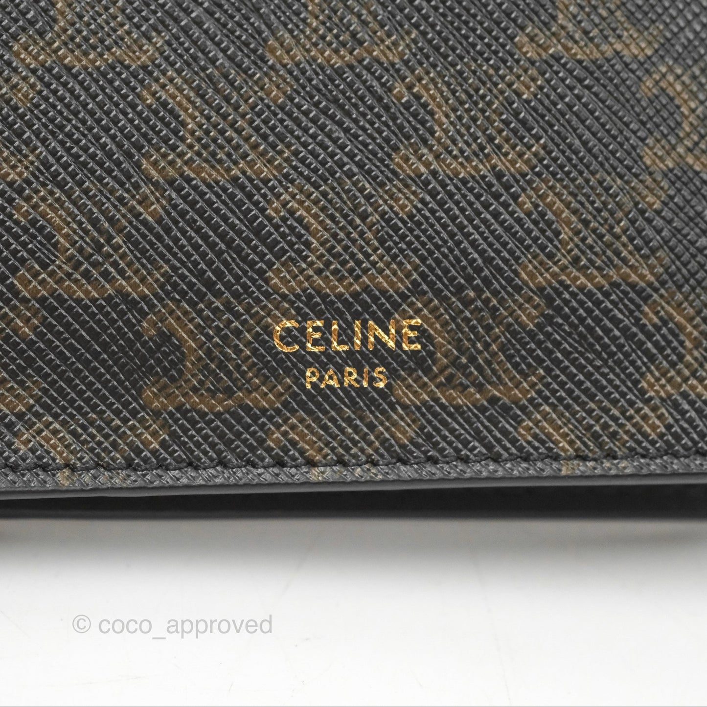 Celine Passport Cover Triomphe Canvas Black Calfskin