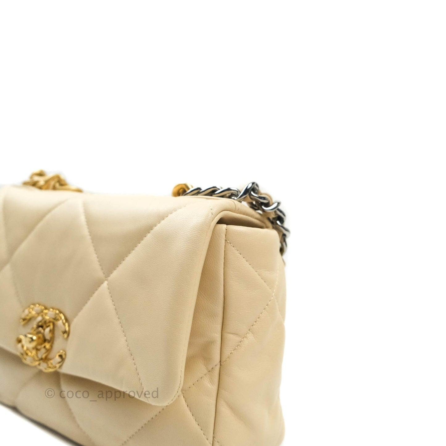 Chanel 19 Small Beige Goatskin Mixed Hardware