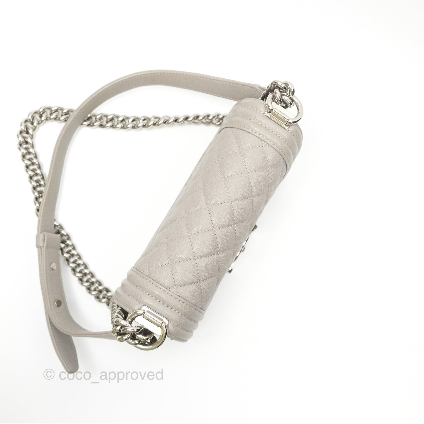 Chanel Small Boy Grey Caviar Silver Hardware