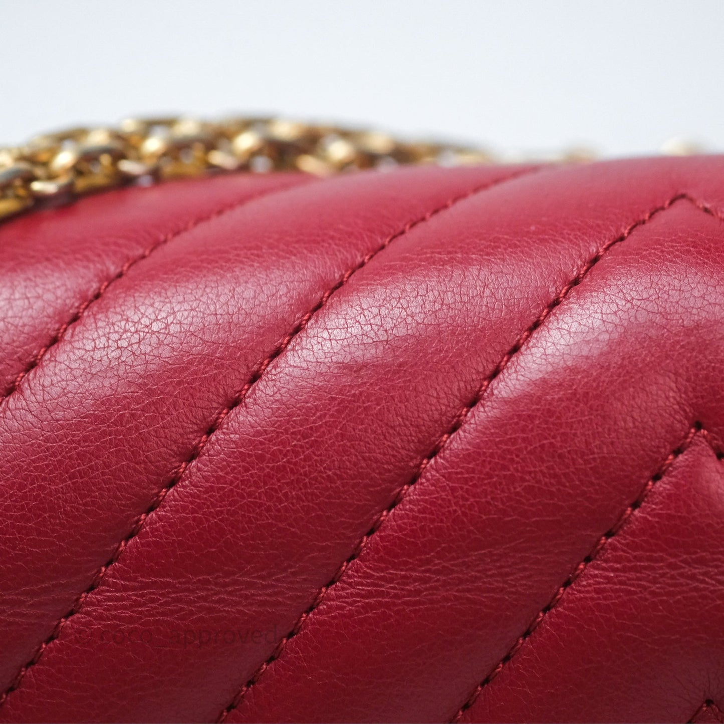 Chanel Reissue 225 Chevron Red Aged Calfskin Aged Gold Hardware