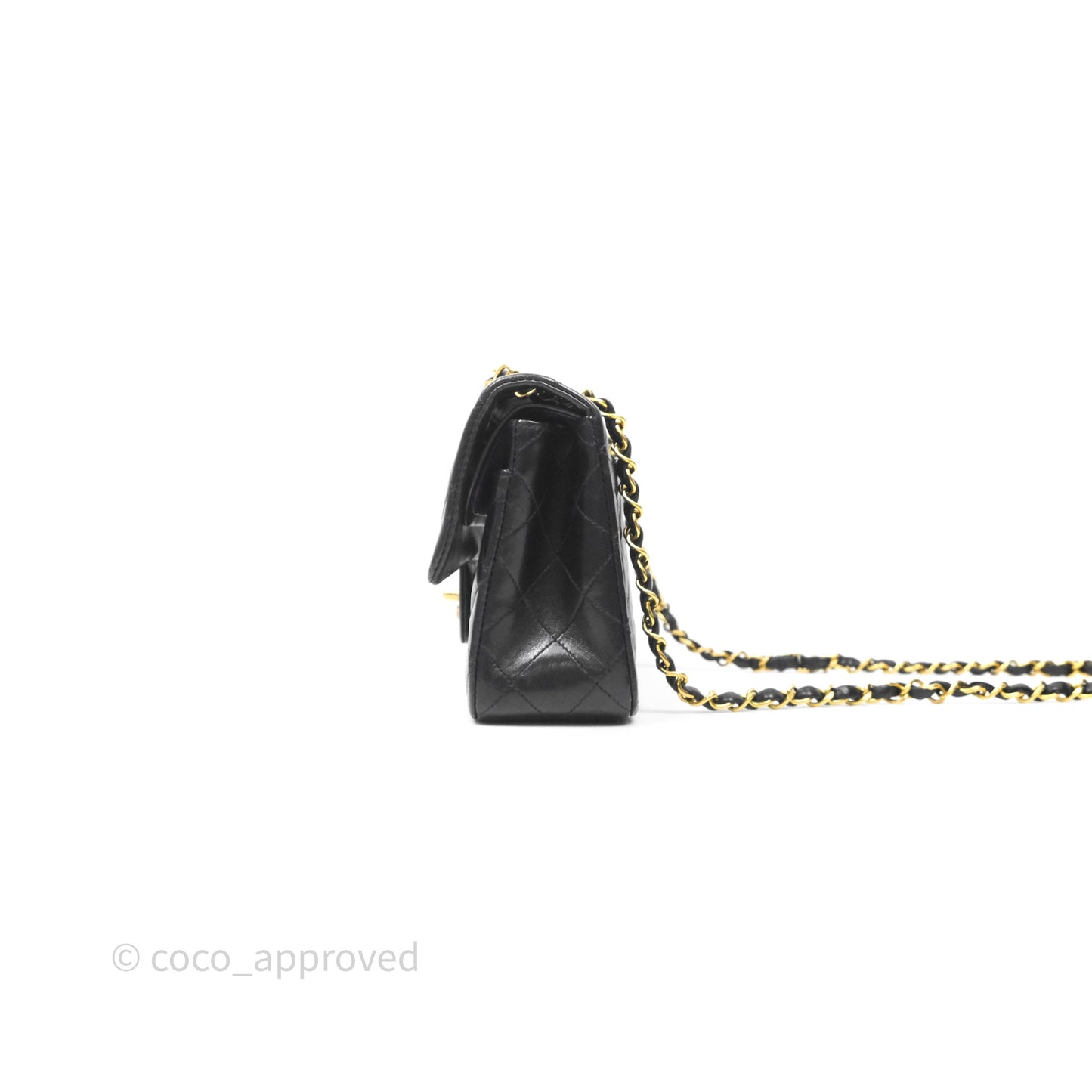 Chanel Vintage Classic Small Flap Bag Black Lambskin 24K Gold Hardware