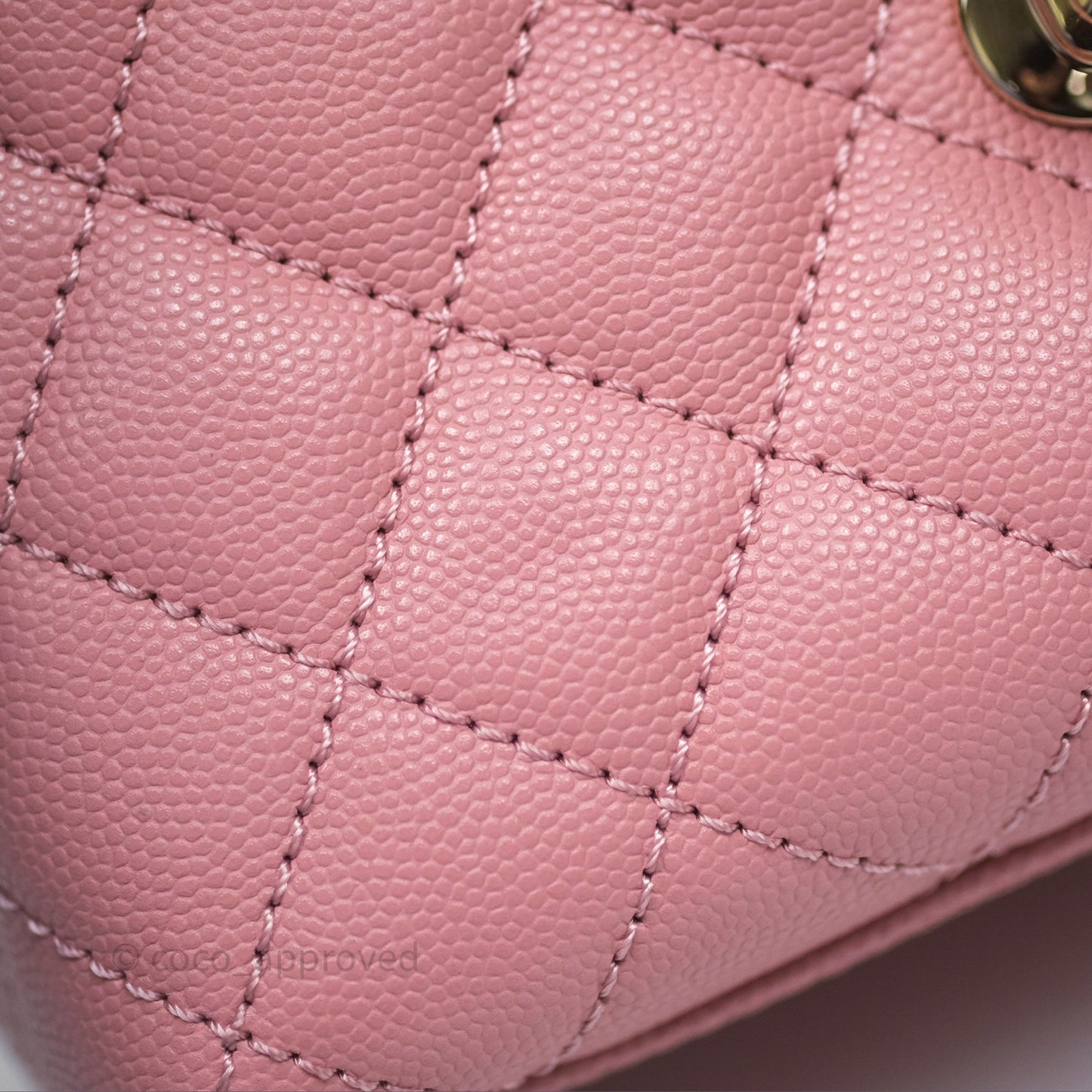 Chanel Mini Coco Handle Quilted Pink Caviar Gold Hardware