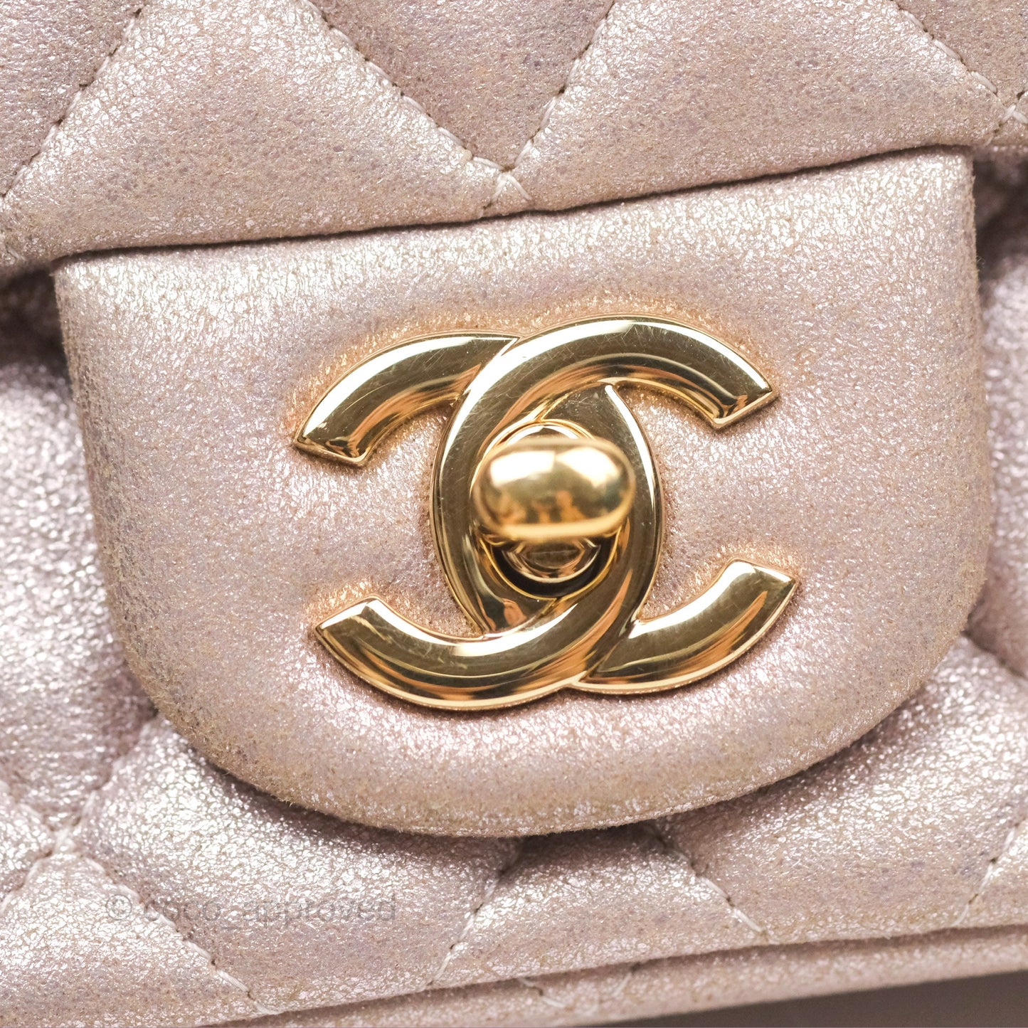 Chanel Mini Square Metallic Rose Gold Goatskin Gold Hardware 14B