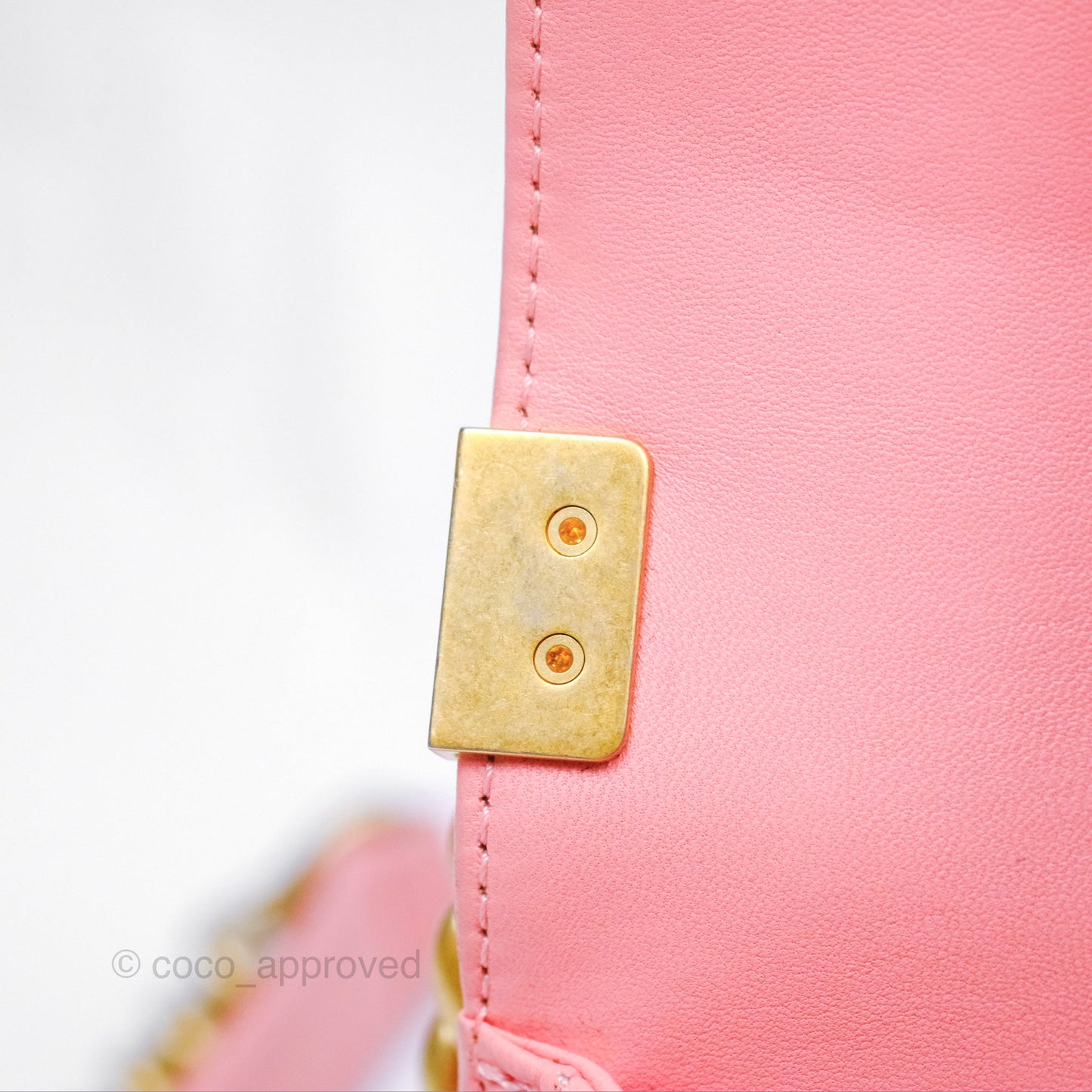 Chanel Small Boy Chevron Fabric Braided Pink Aged Gold Hardware