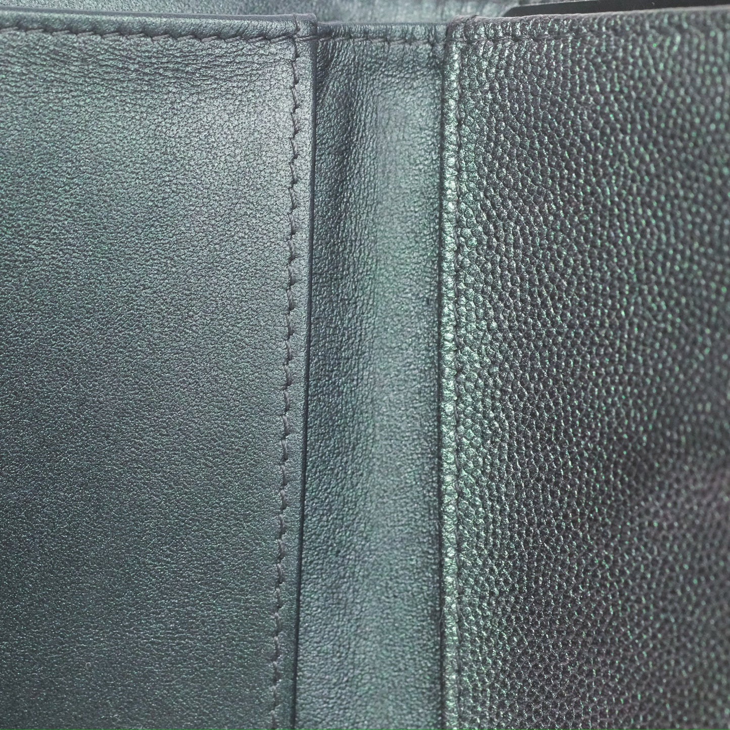 Chanel Quilted White CC Short Wallet Iridescent Green Purple Gold Hardware