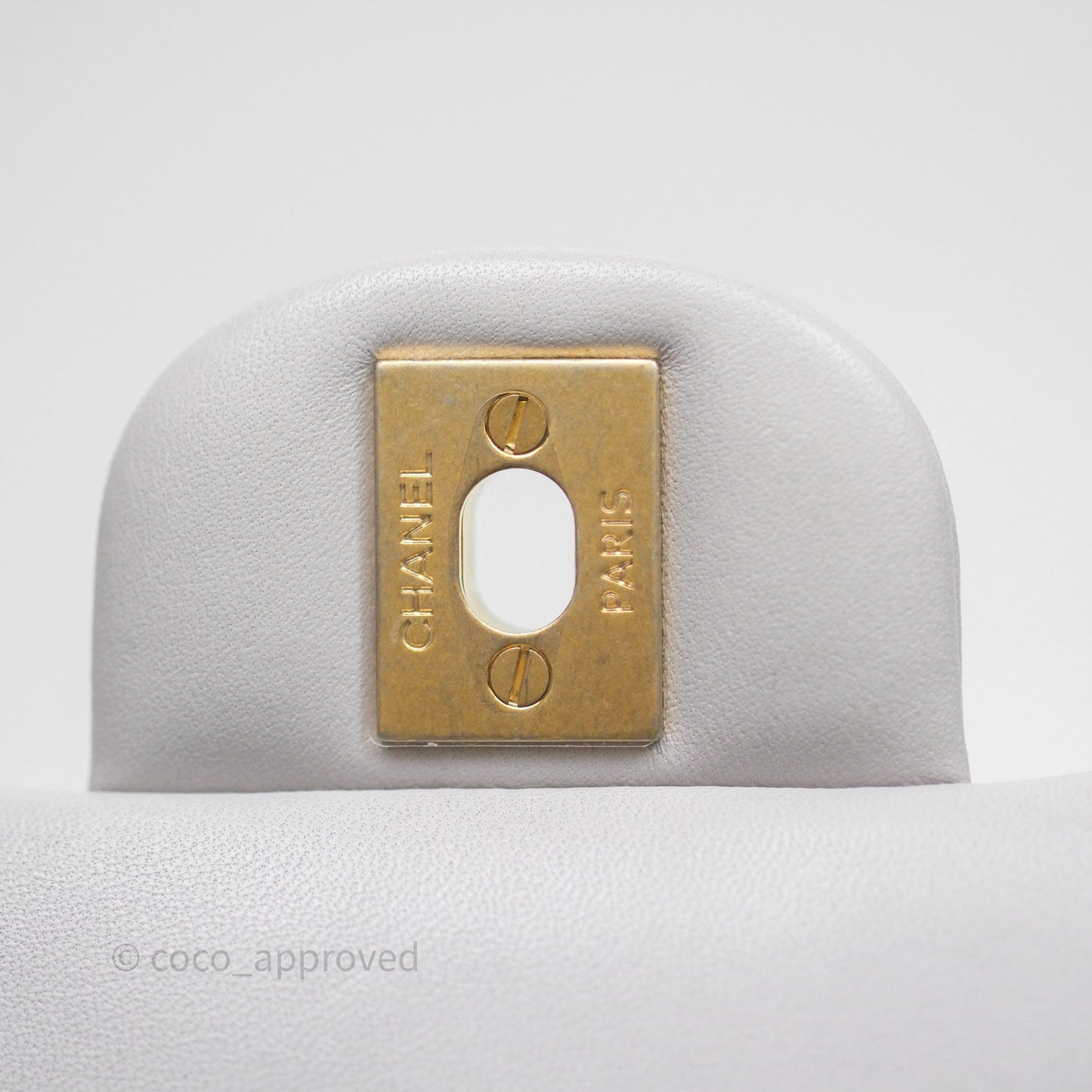 Chanel Top Handle Mini Rectangular Flap Bag Grey Lambskin Aged Gold Hardware