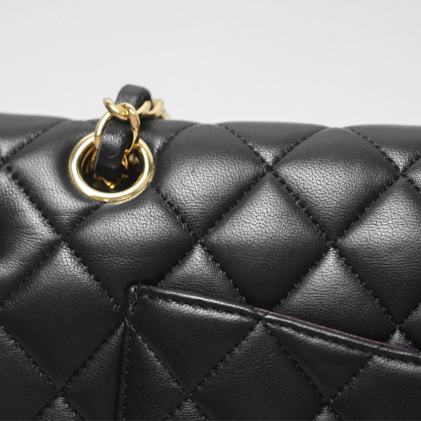 Chanel Classic M/L Medium Flap Quilted Black Lambskin Gold Hardware