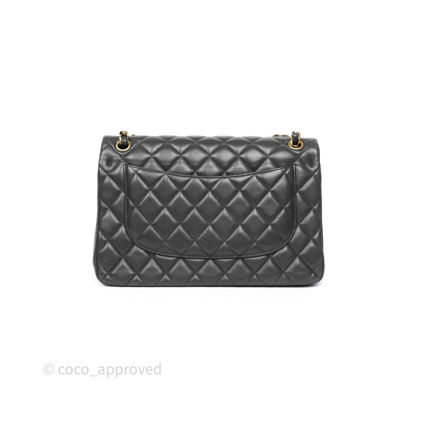 Chanel Jumbo Double Flap Dark Grey Lambskin Brushed Gold Hardware⁣⁣