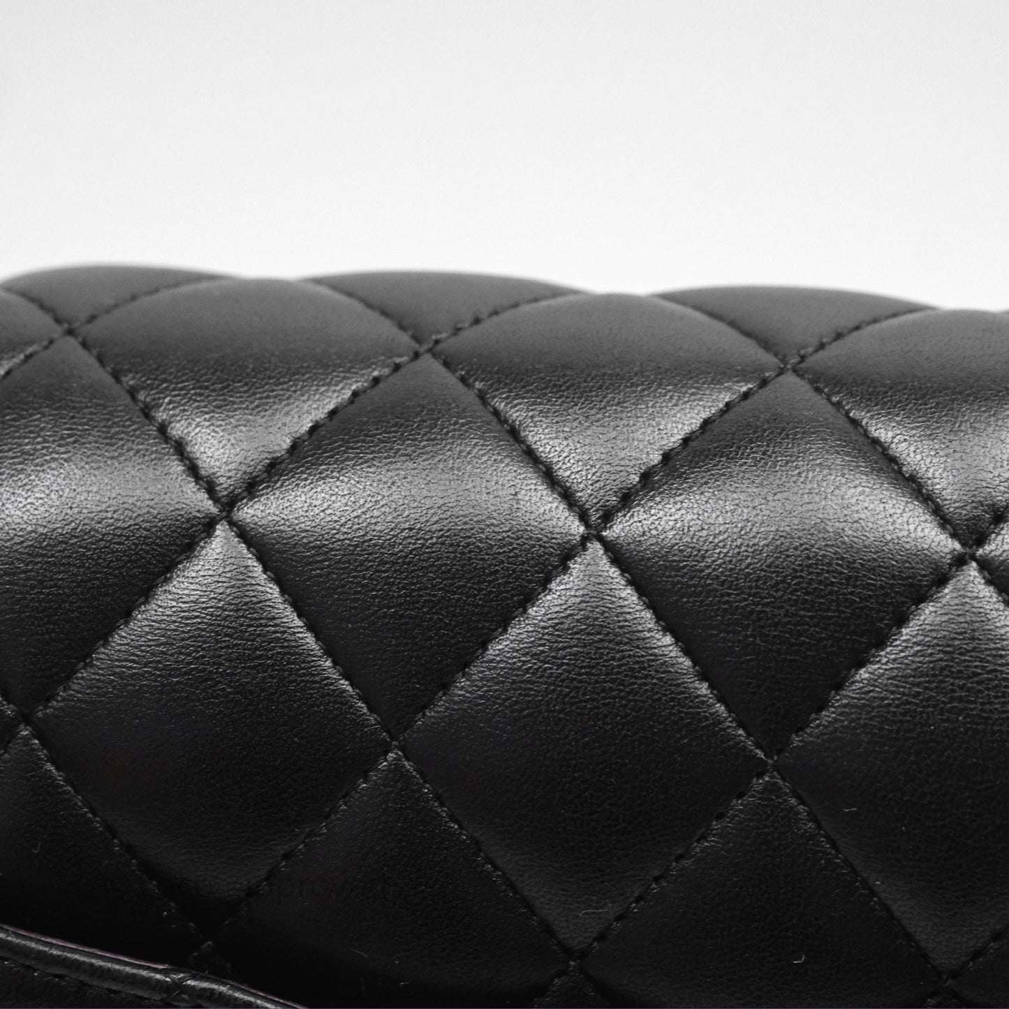 Chanel Classic M/L Medium Flap Quilted Black Lambskin Silver Hardware