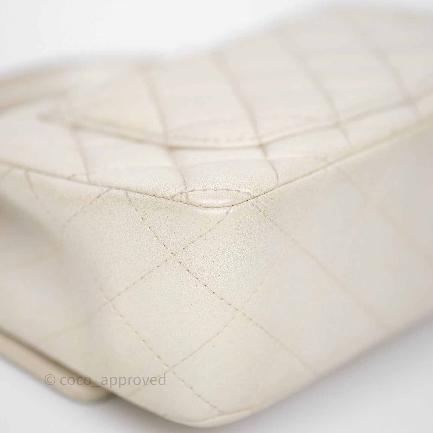 Chanel Top Handle Mini Rectangular Flap Pearly Beige Oat Lambskin Aged Gold Hardware