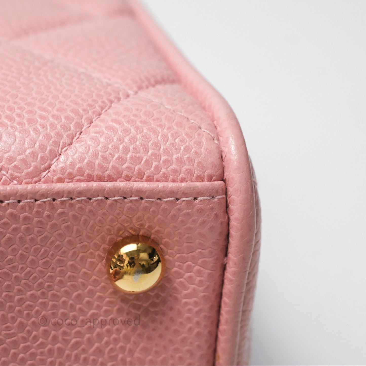 Chanel Vintage Mini CC Boston Bag Sakura Pink Caviar Gold Hardware