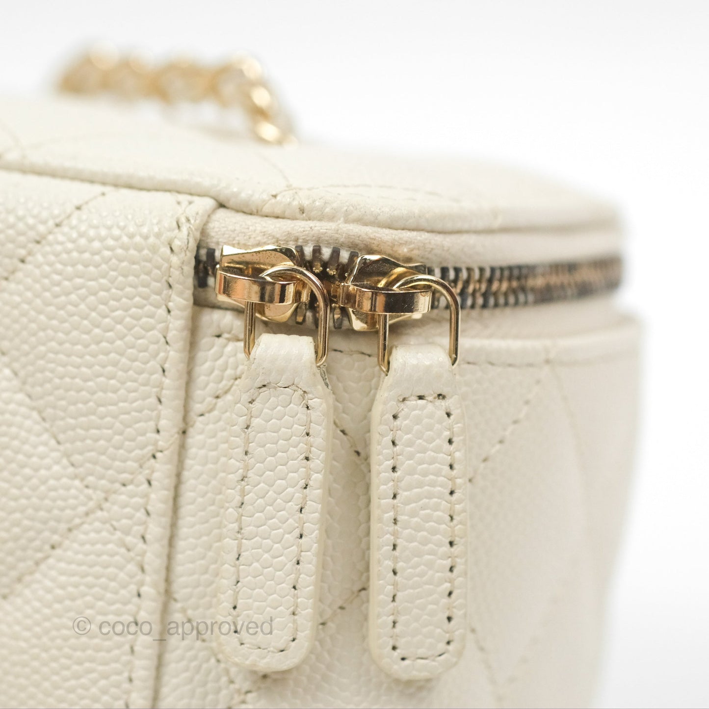 Chanel Classic Vanity With Chain Ivory Caviar Gold Hardware
