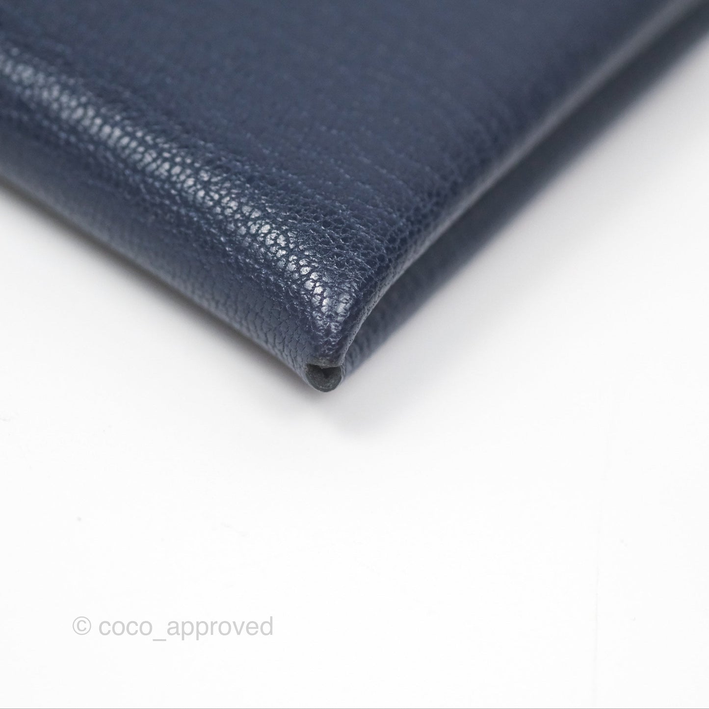 Hermès Calvi Card Holder Bleu Nuit 2Z Chevre Mysore