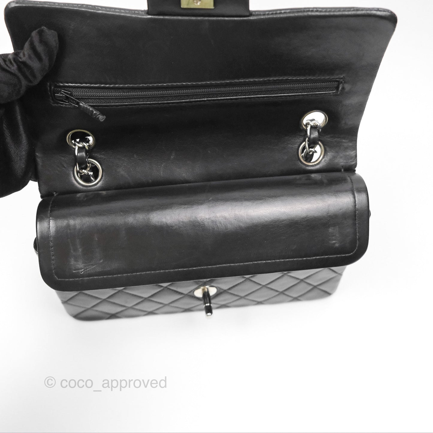 Chanel Vintage Small Classic Flap Black Lambskin Silver Hardware