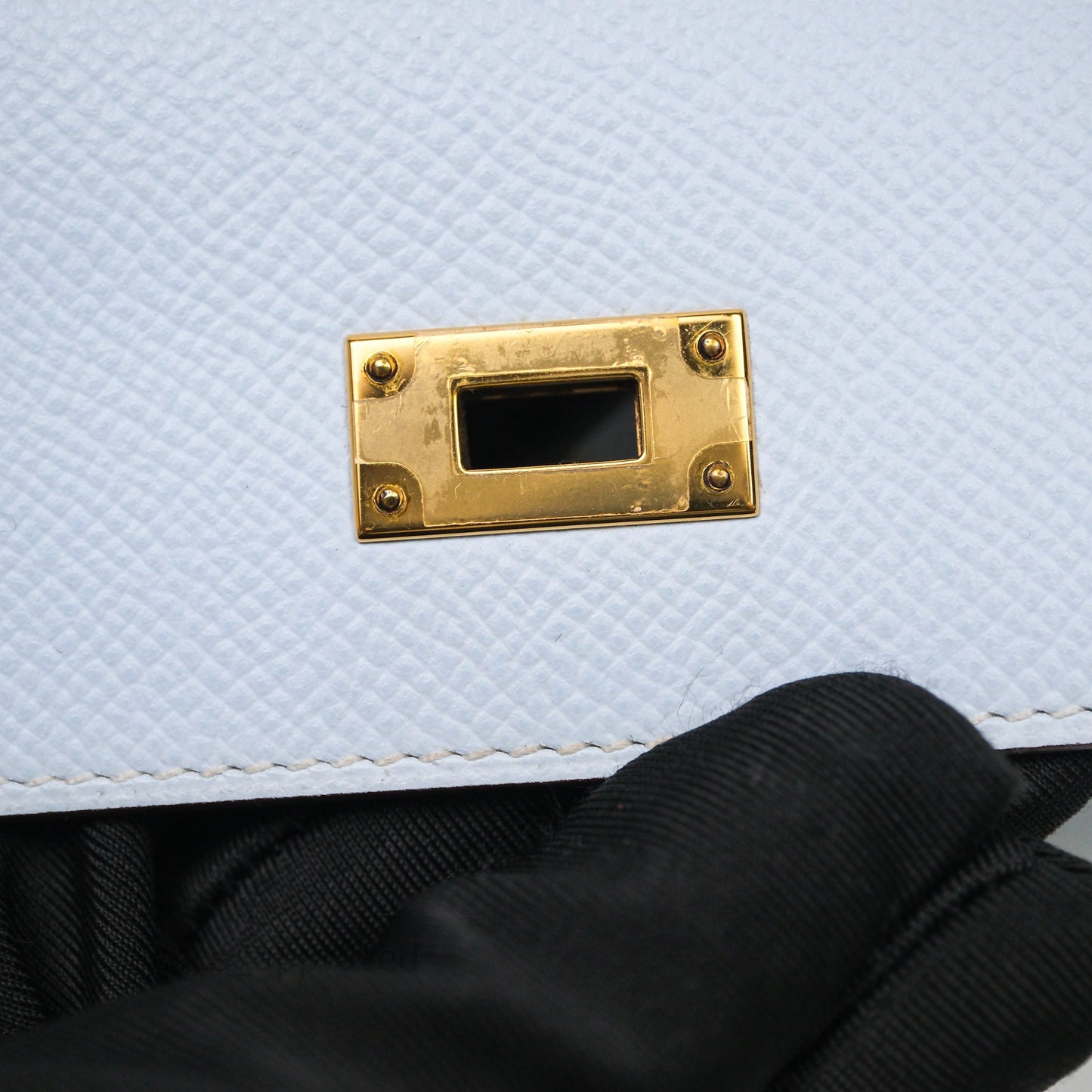 Hermes Kelly To Go Bleu Brume Epsom Gold Hardware