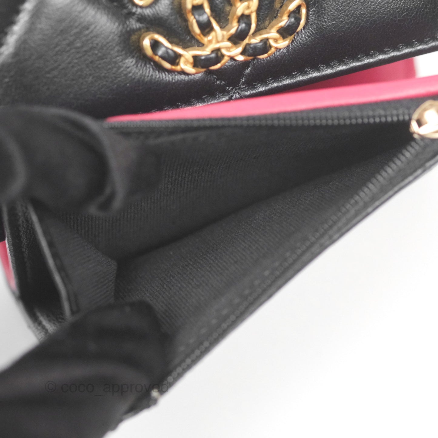 Chanel 19 Short Flap Wallet Black Lambskin