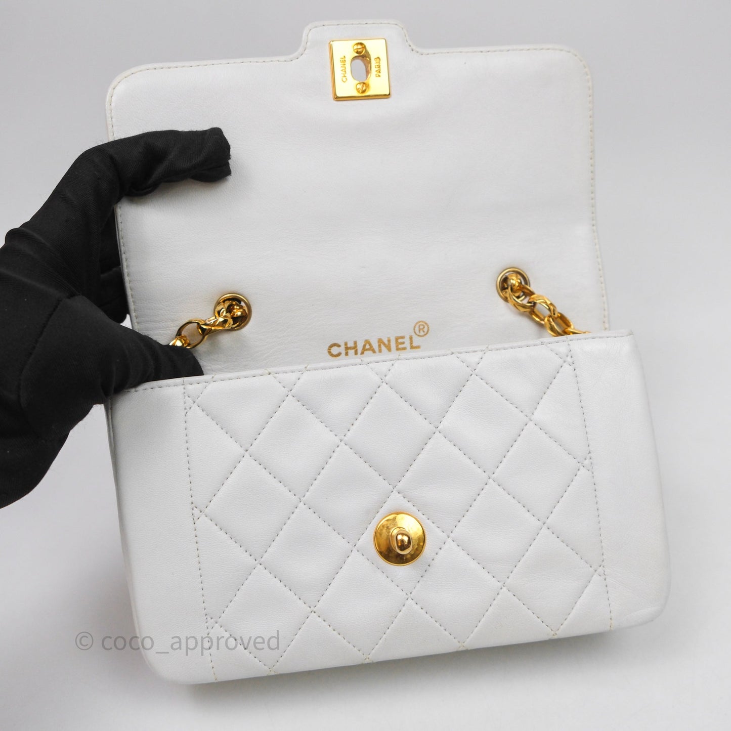 Chanel Vintage Mini Bijoux Chain Flap Bag White Gold Hardware