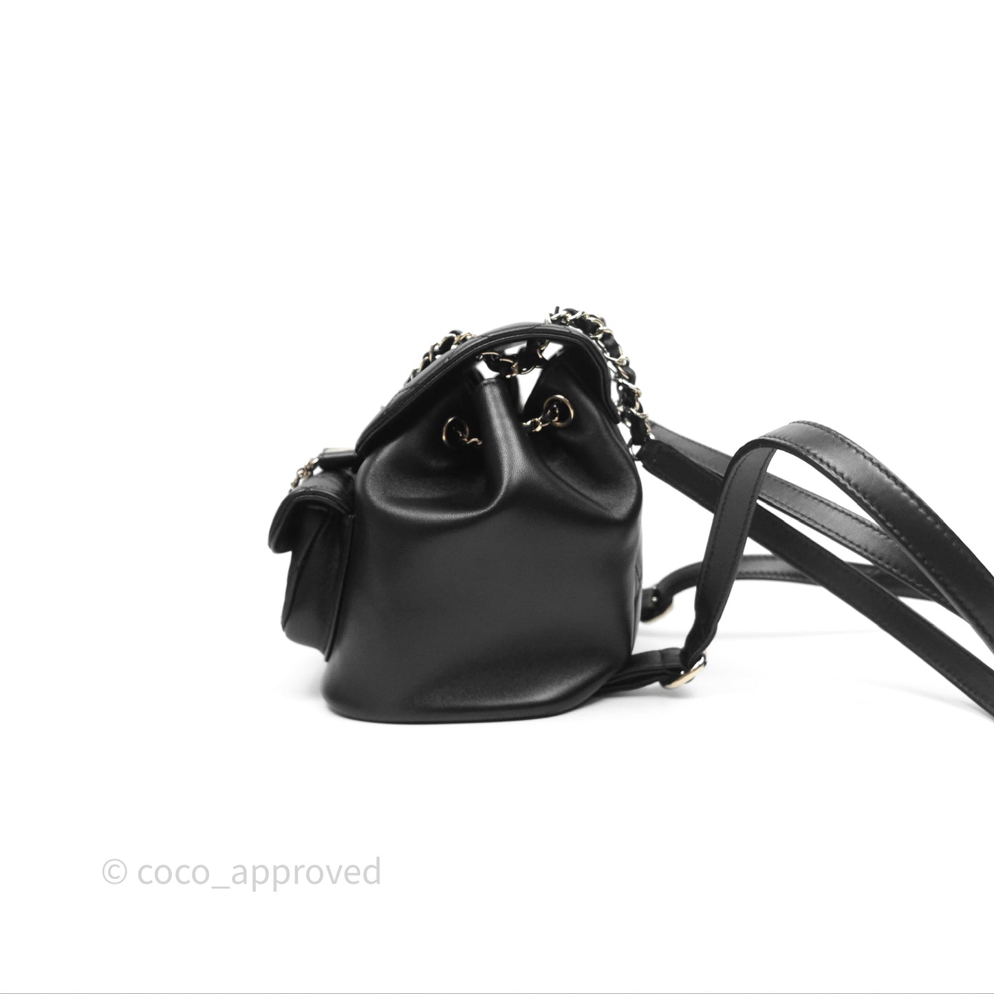 Chanel Small Duma Drawstring Backpack Black Lambskin Gold Hardware